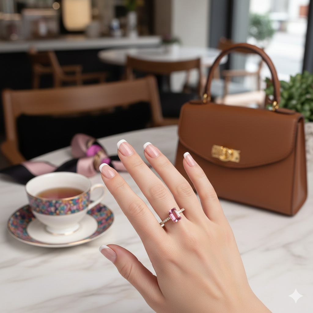 Pink Topaz Gemstone Diamond Ring