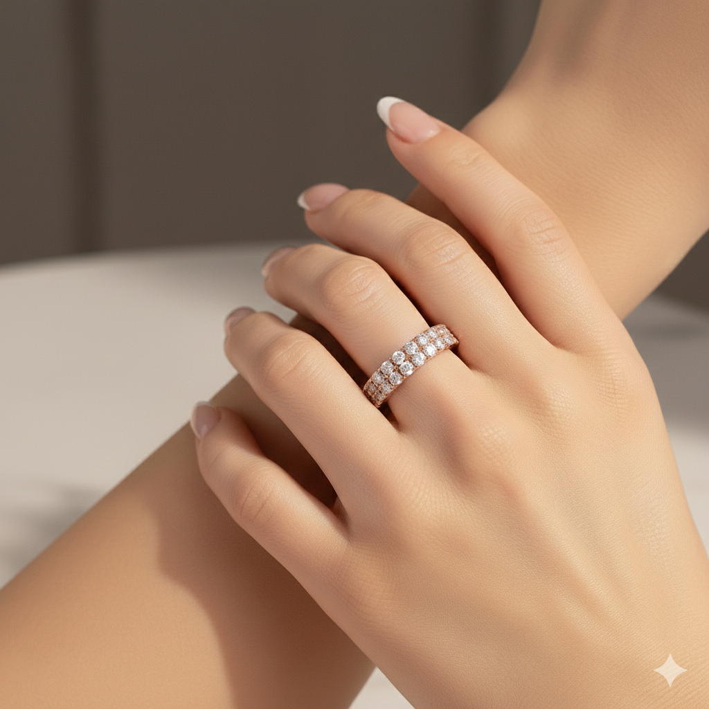 Two Row Eternity Diamond Band