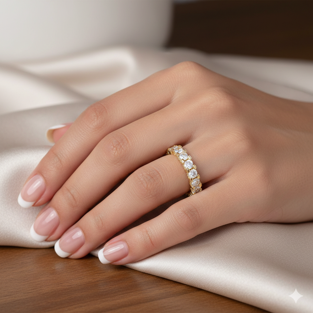 One Row Basket Setting Diamond Band