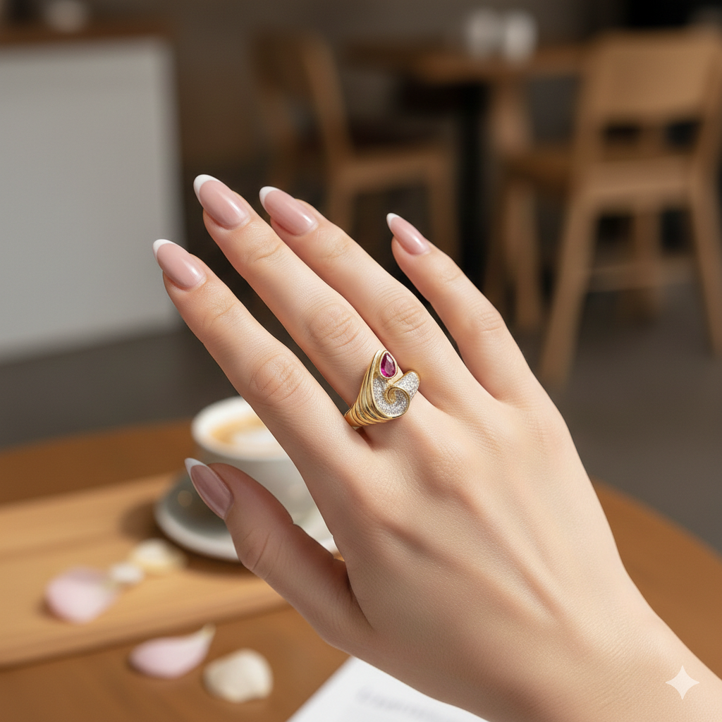 Pear Shape Ruby with Diamonds  Ring