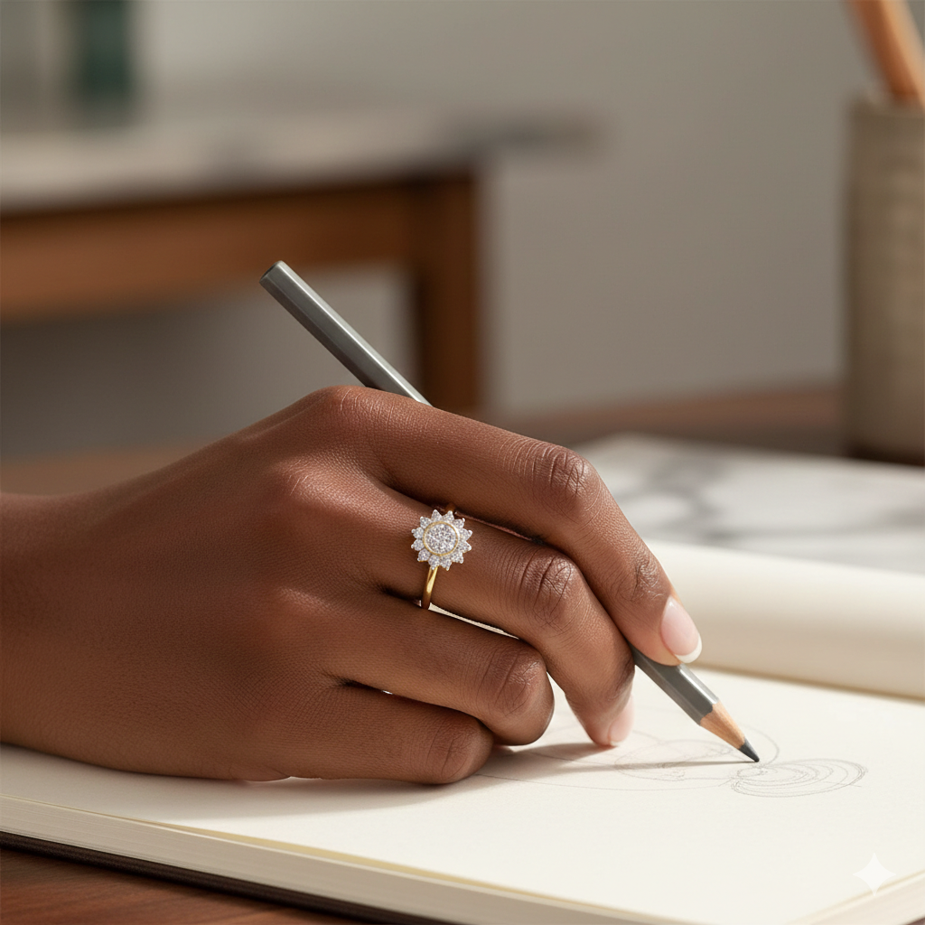 Flower Cluster Diamond Ring Band