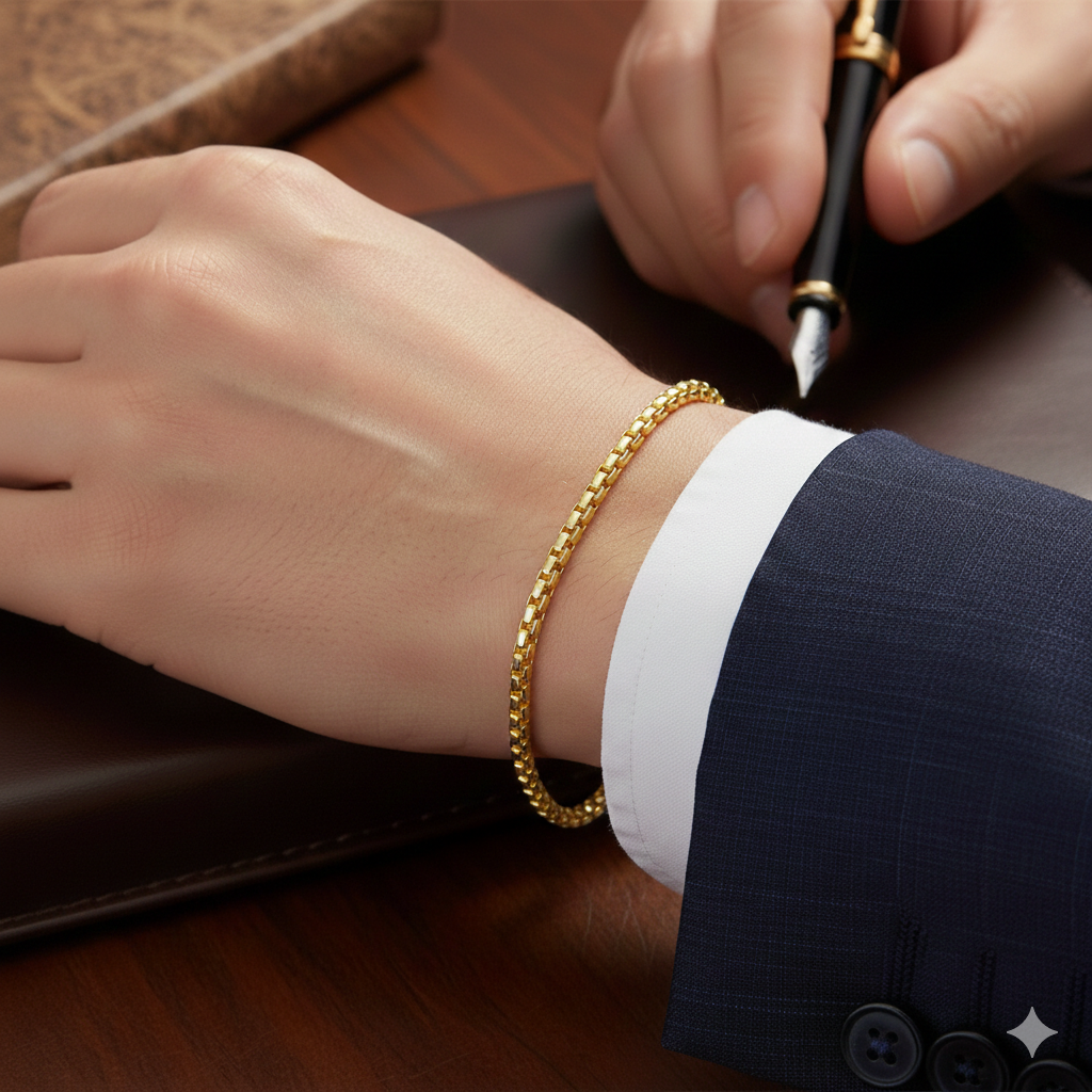 14KT Yellow Gold Rounded Box Gold Bracelet