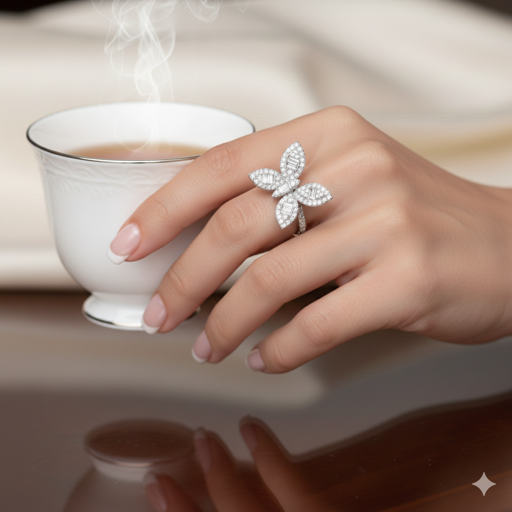Cluster Butterfly Diamond Ring