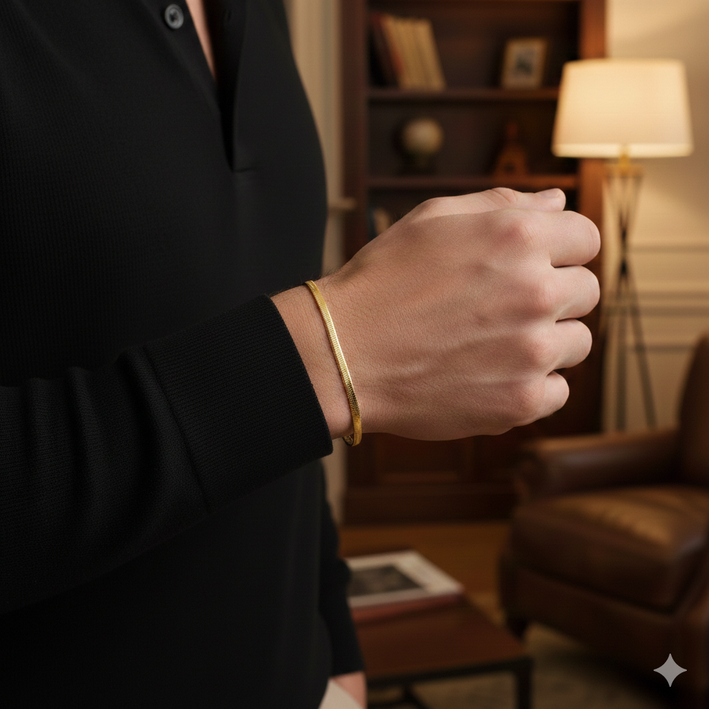 14KT Yellow Gold Herringbone Gold Bracelet