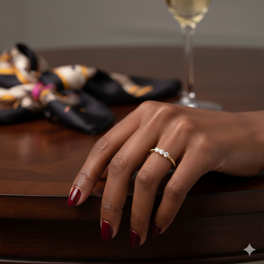 3-Stone Rounded Edge Style Diamond Ring