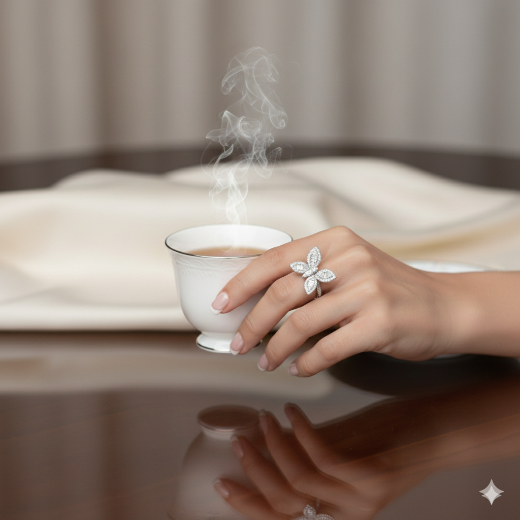 Cluster Butterfly Diamond Ring