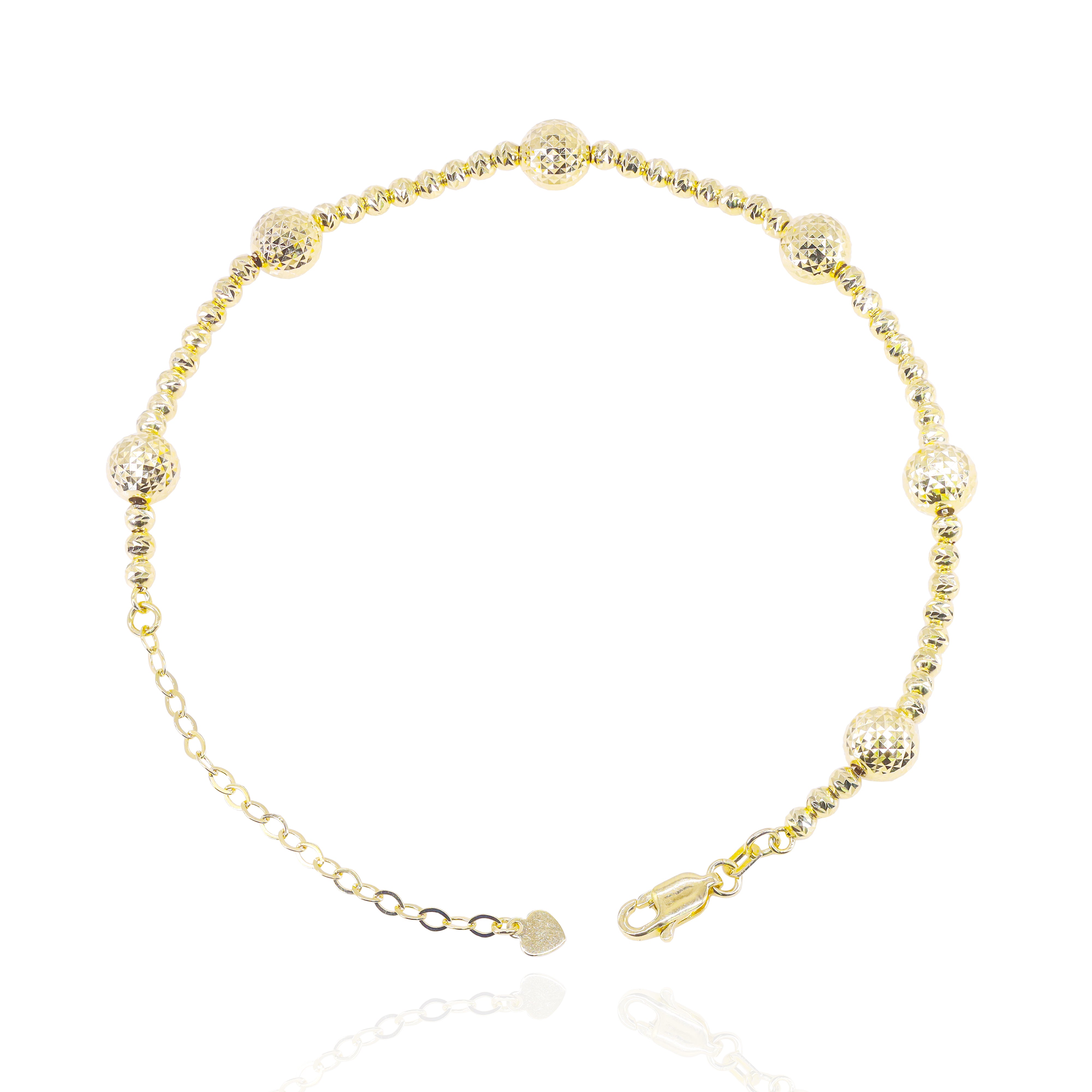 14KT Gold Disco Ball Link Gold Bracelet