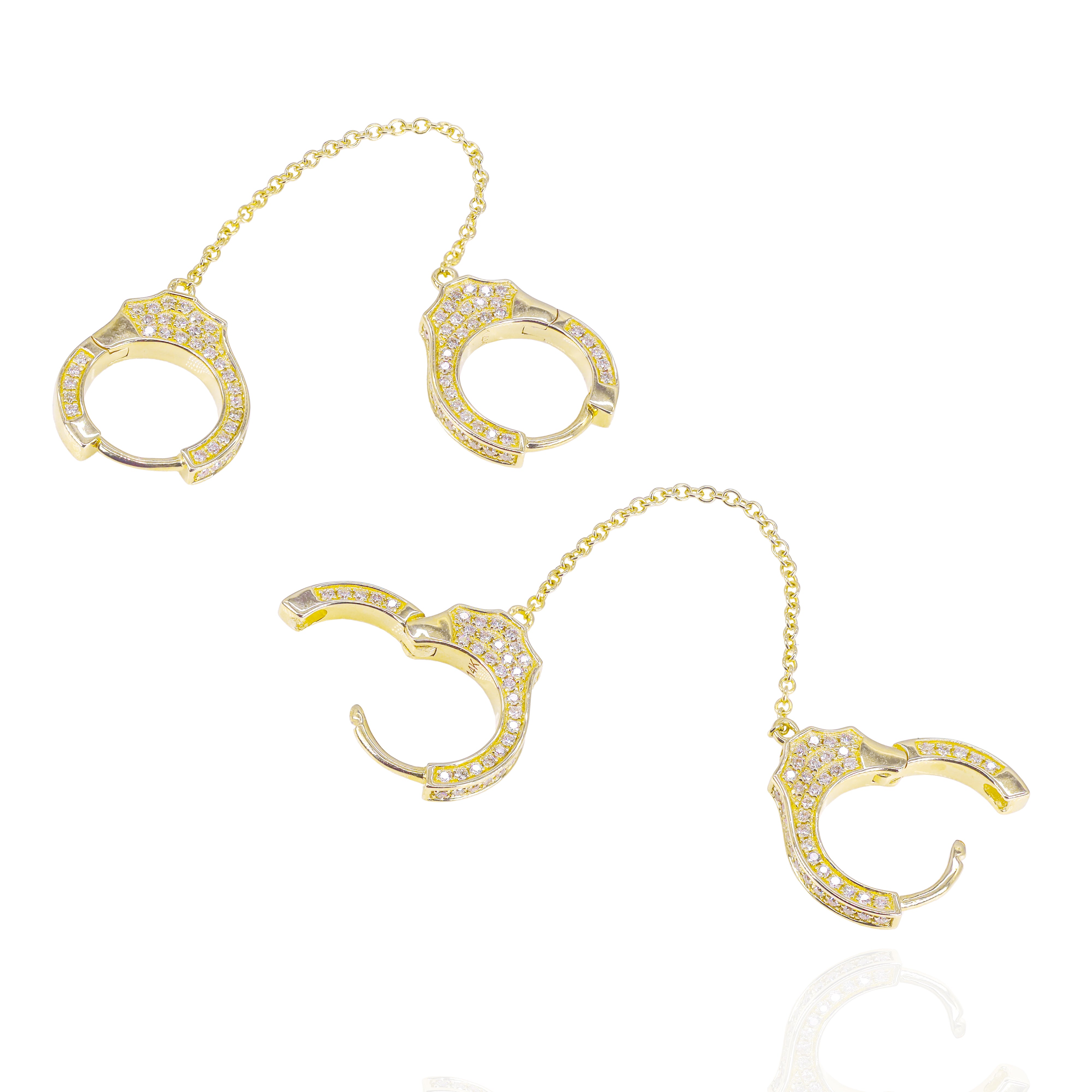 Hand-Cuff Hanging Diamond Earrings