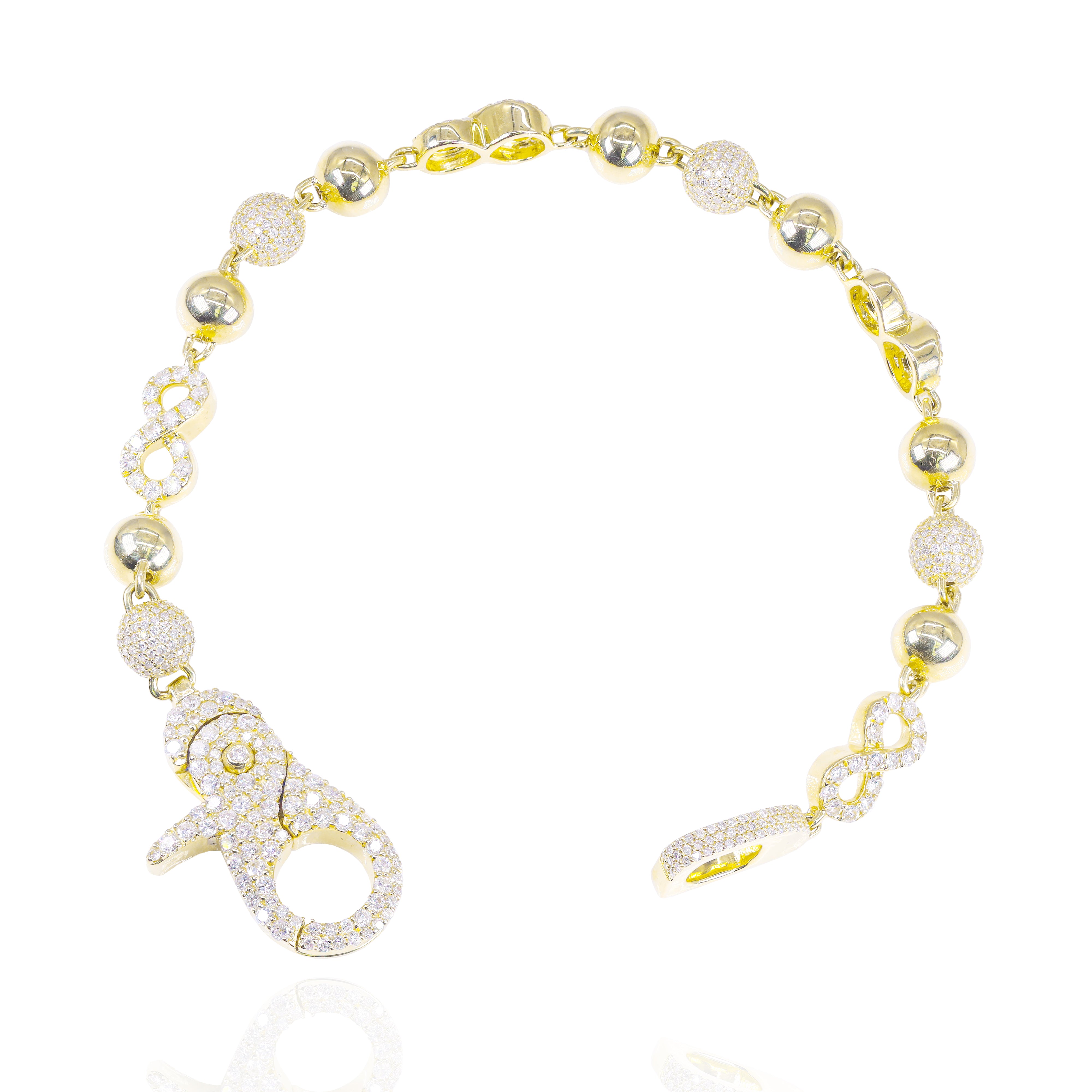 Clover/Infinity Ball Link Diamond & Gold Bracelet