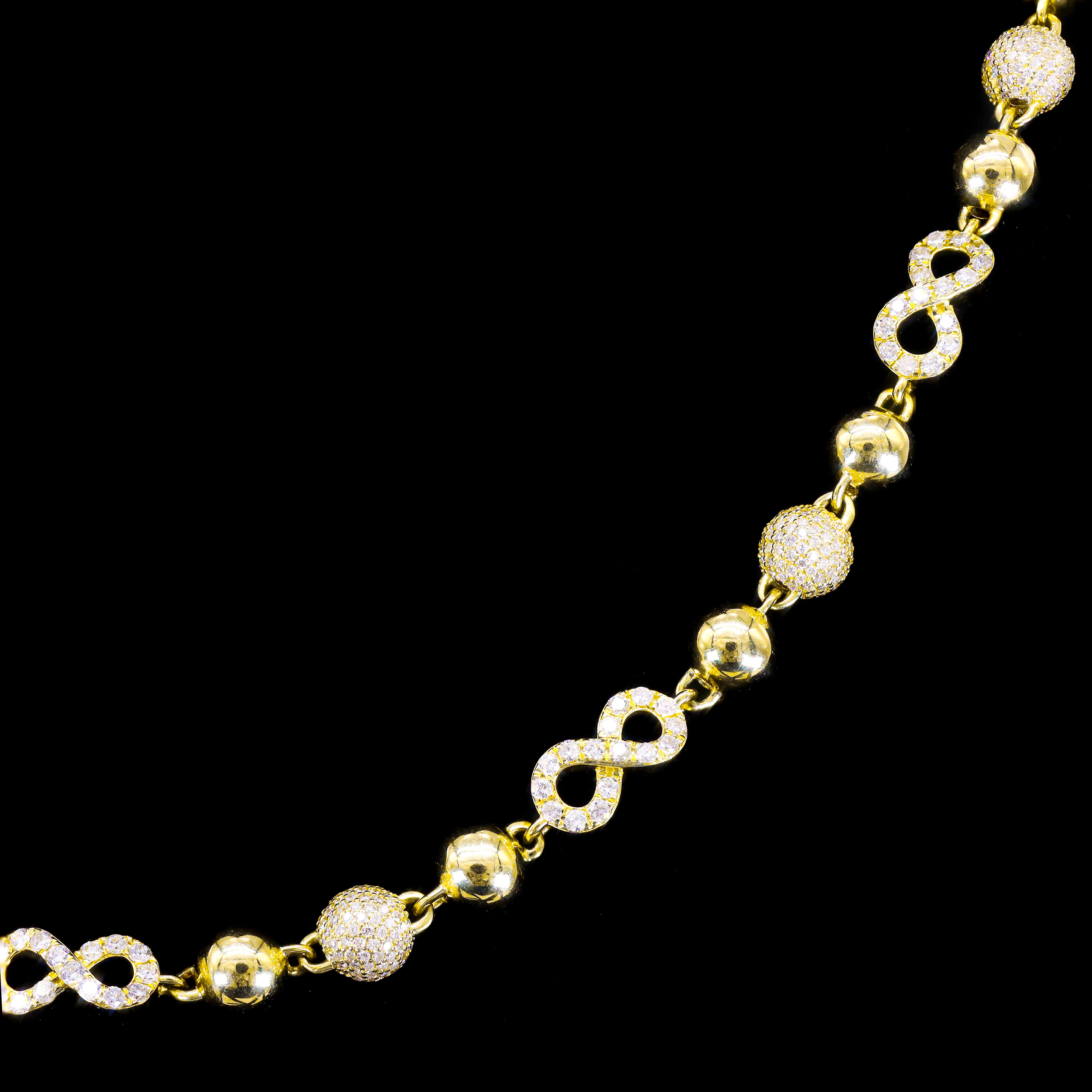 Clover/Infinity Ball Link Diamond & Gold Chain