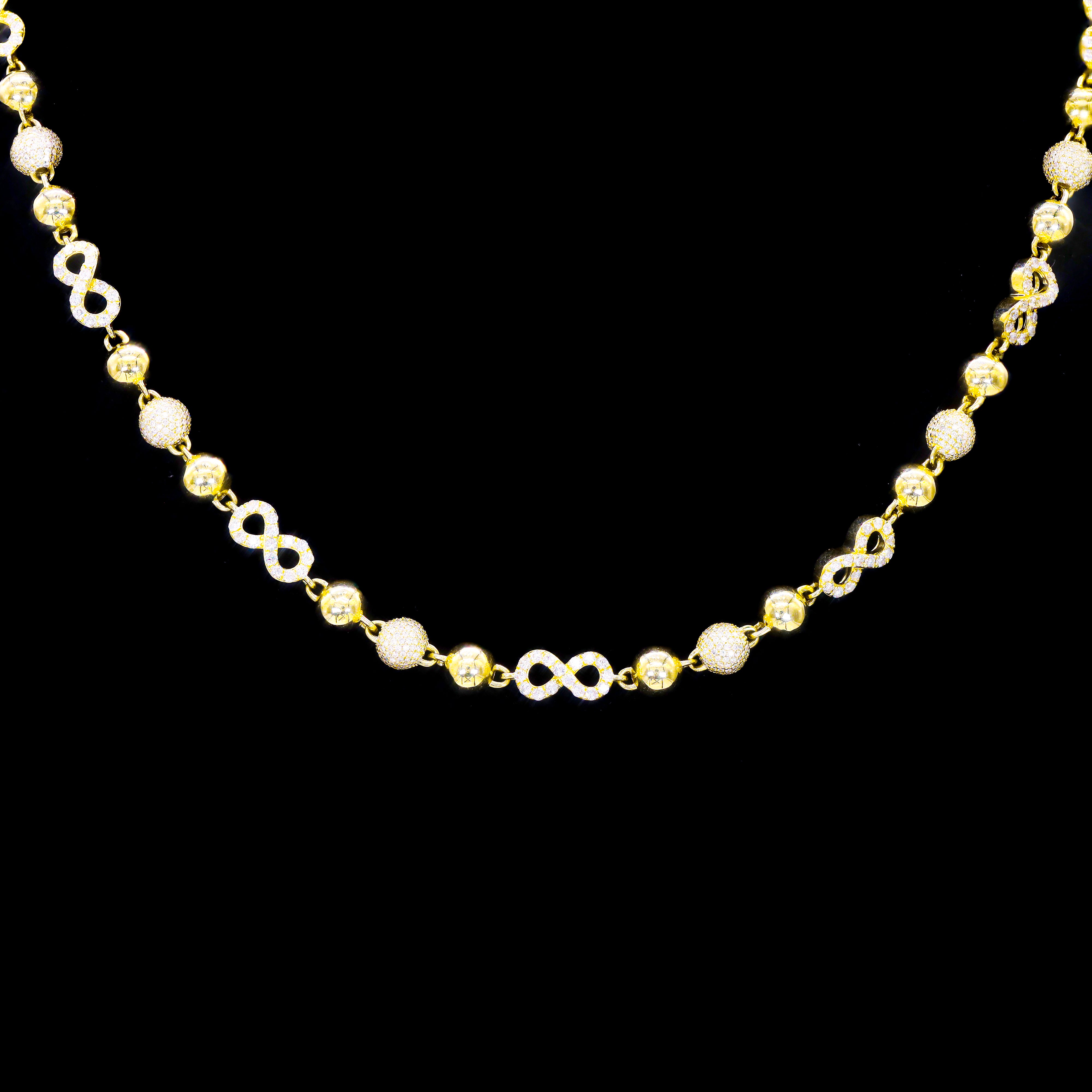 Clover/Infinity Ball Link Diamond & Gold Chain