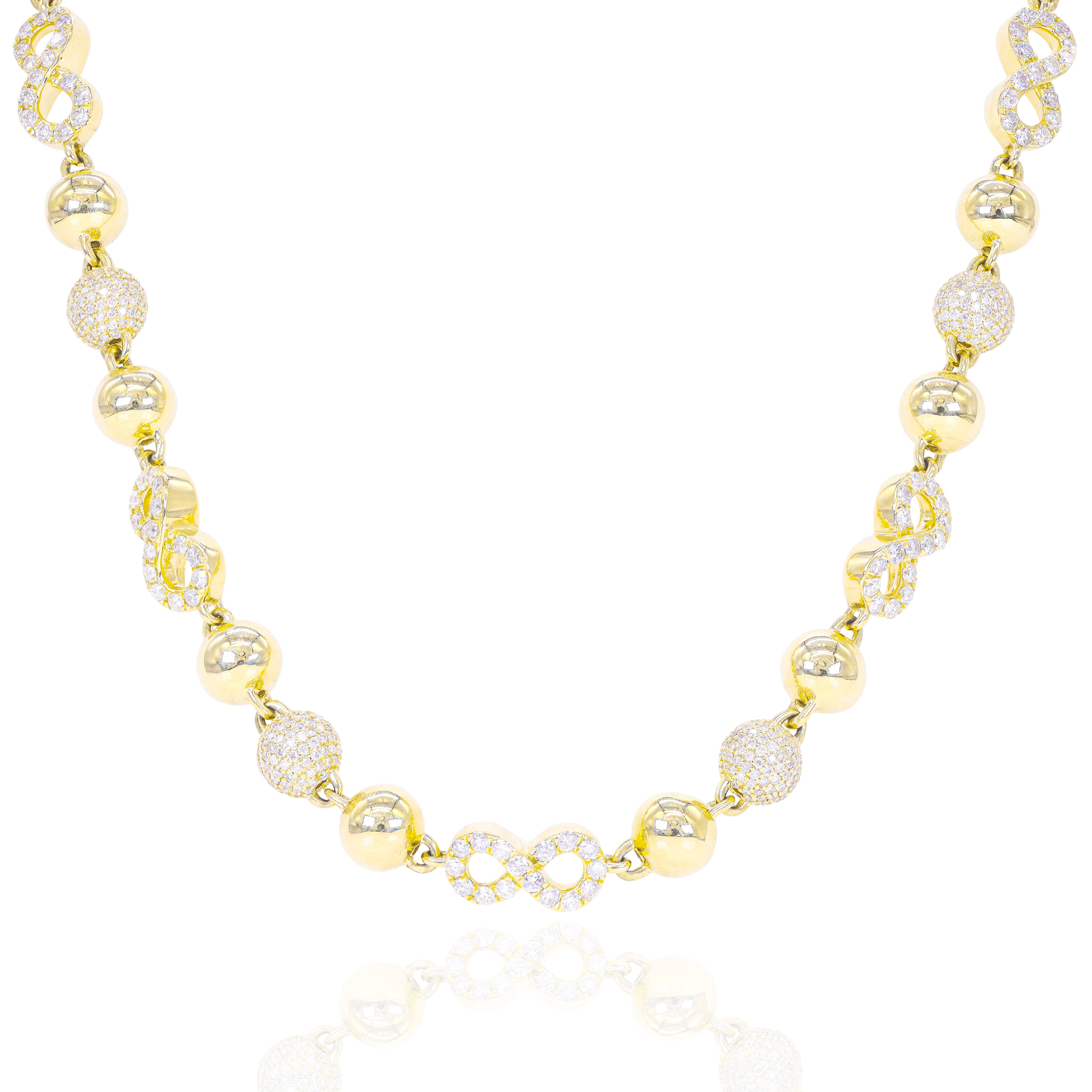 Clover/Infinity Ball Link Diamond & Gold Chain