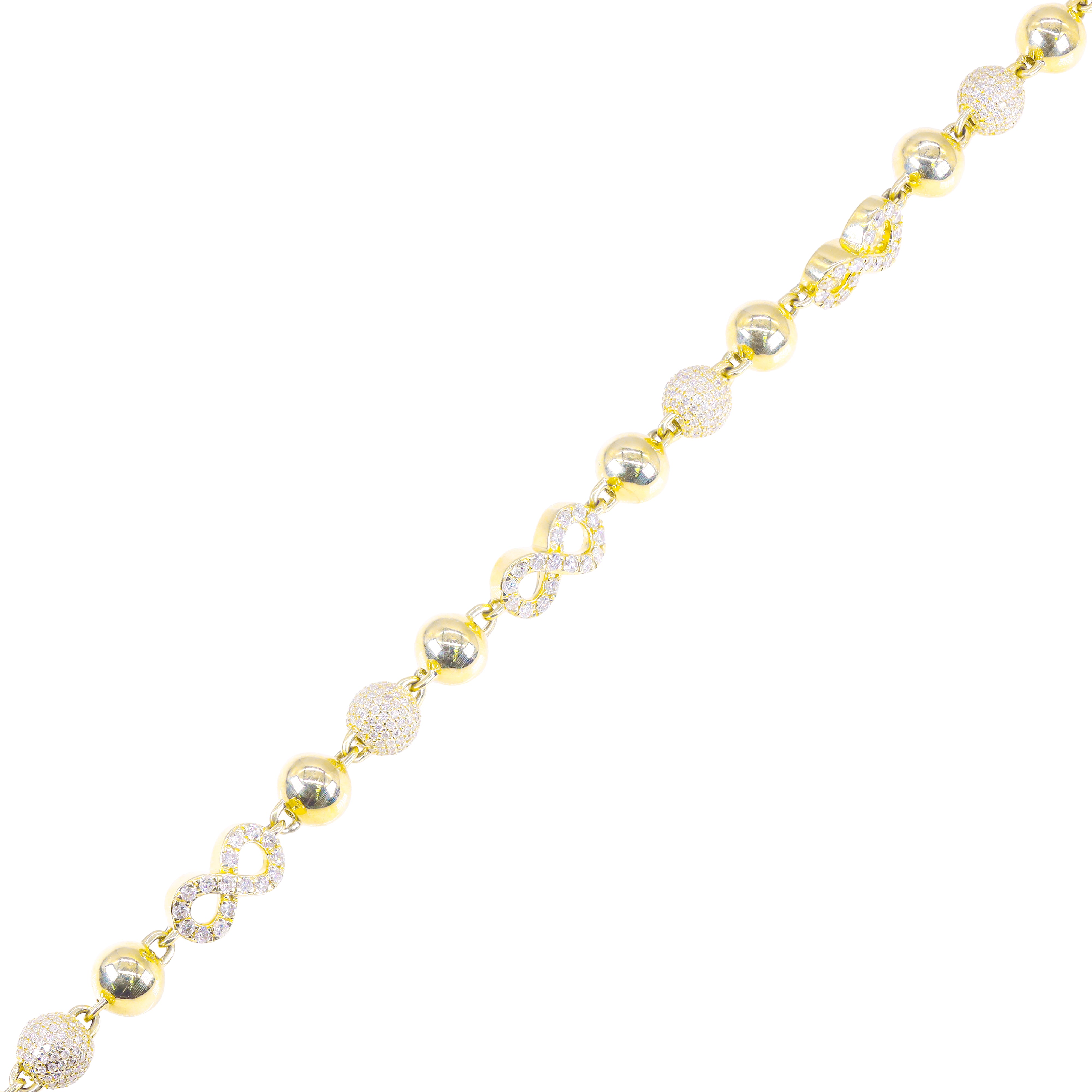 Clover/Infinity Ball Link Diamond & Gold Chain