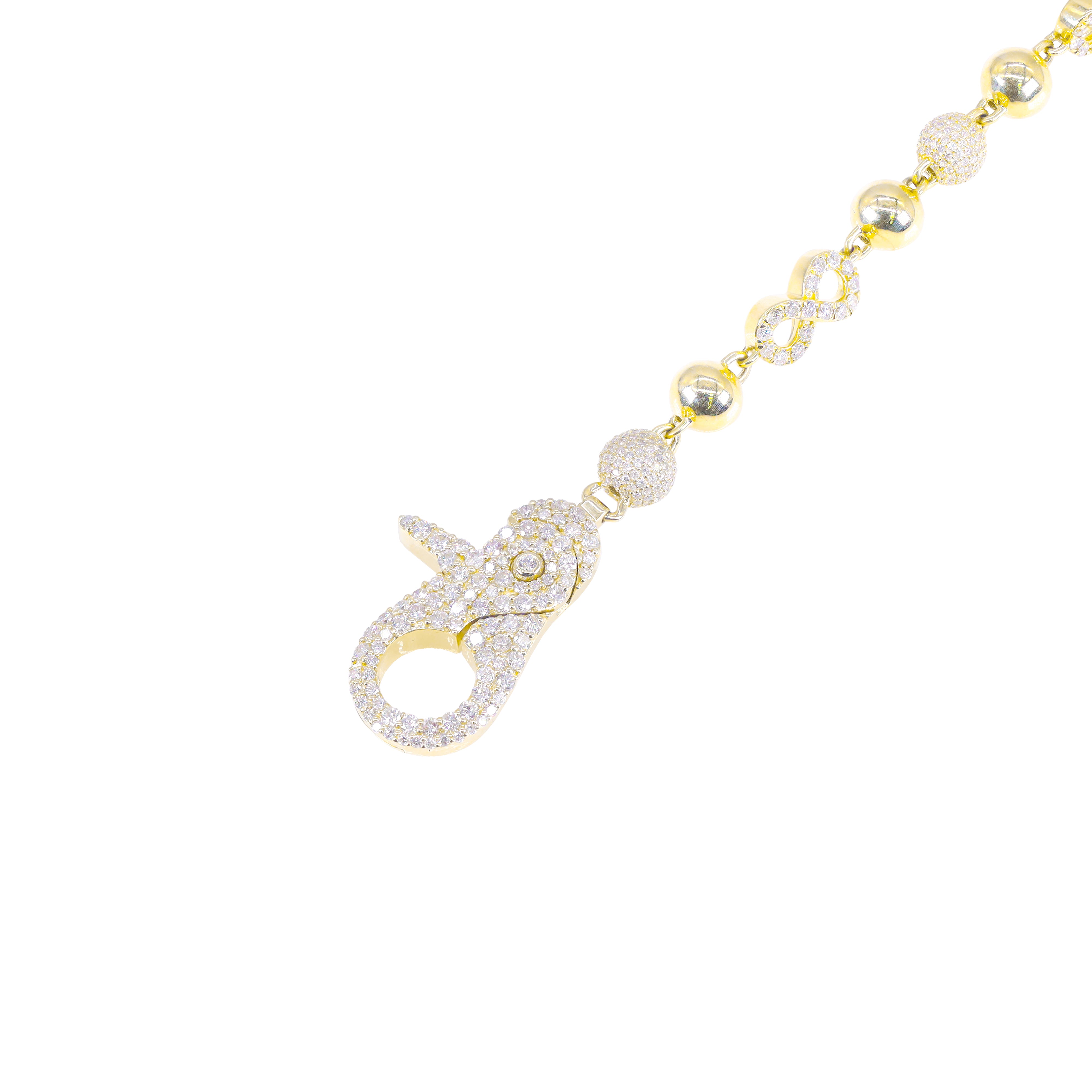 Clover/Infinity Ball Link Diamond & Gold Chain