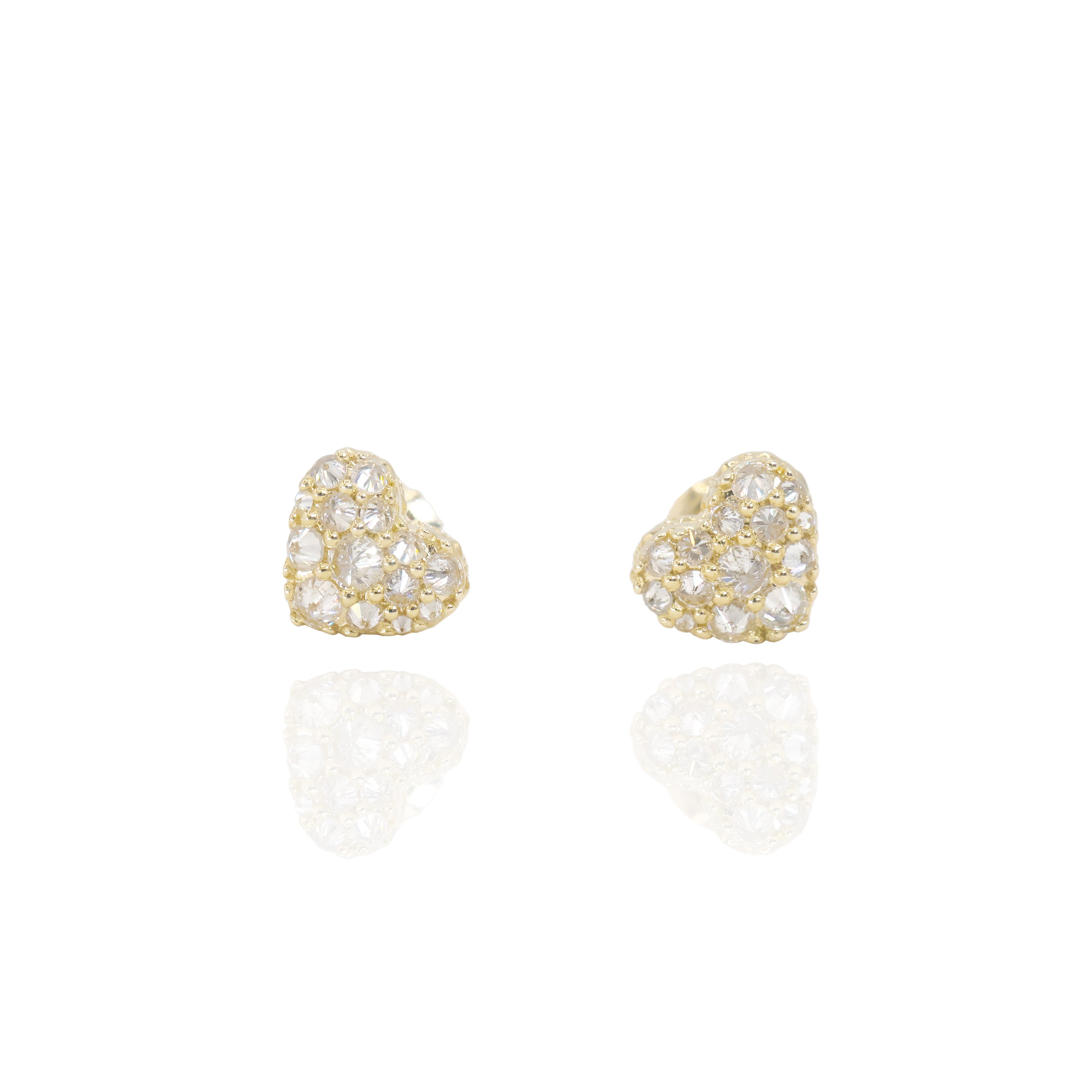 Upside Down Setting Diamond Heart Earrings