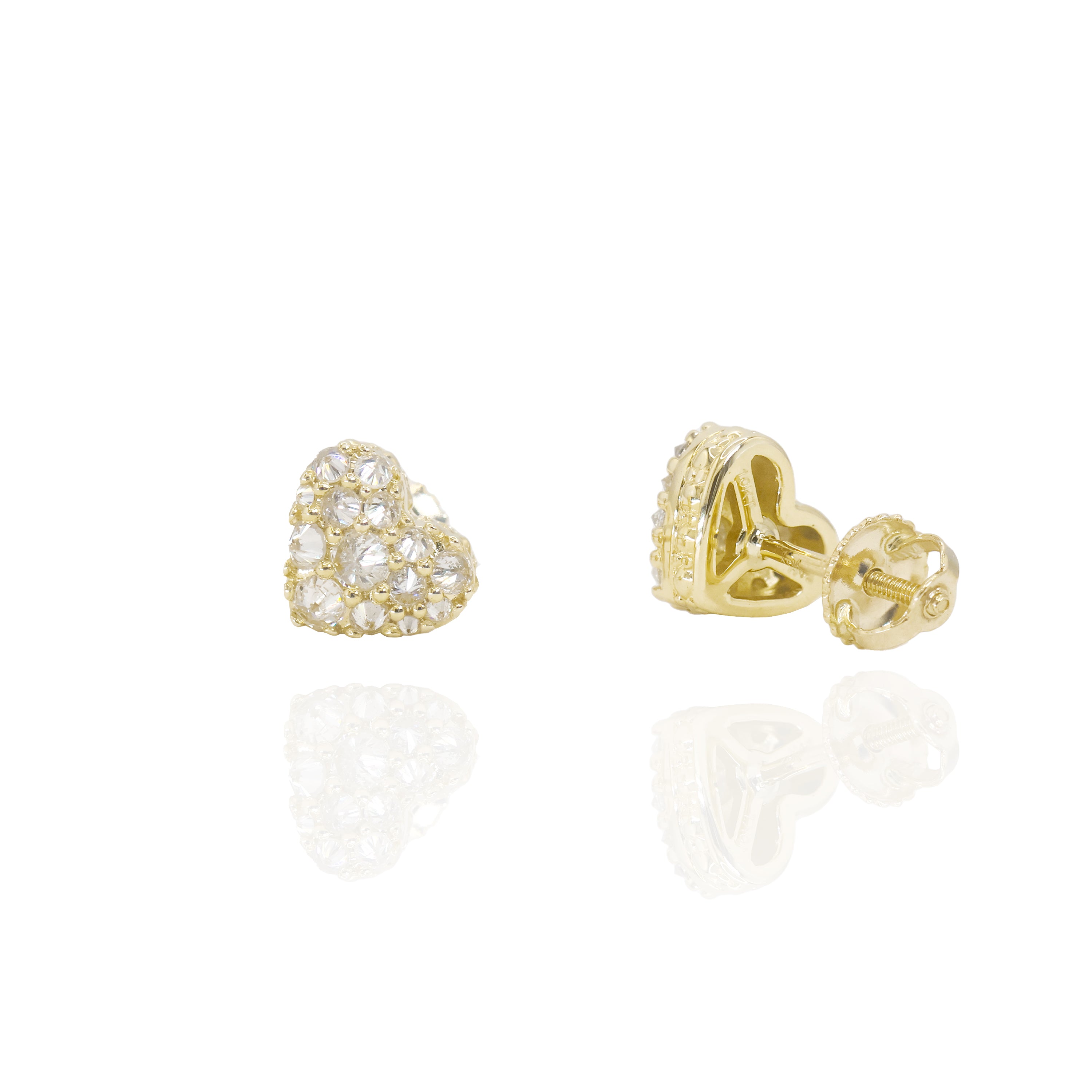 Upside Down Setting Diamond Heart Earrings