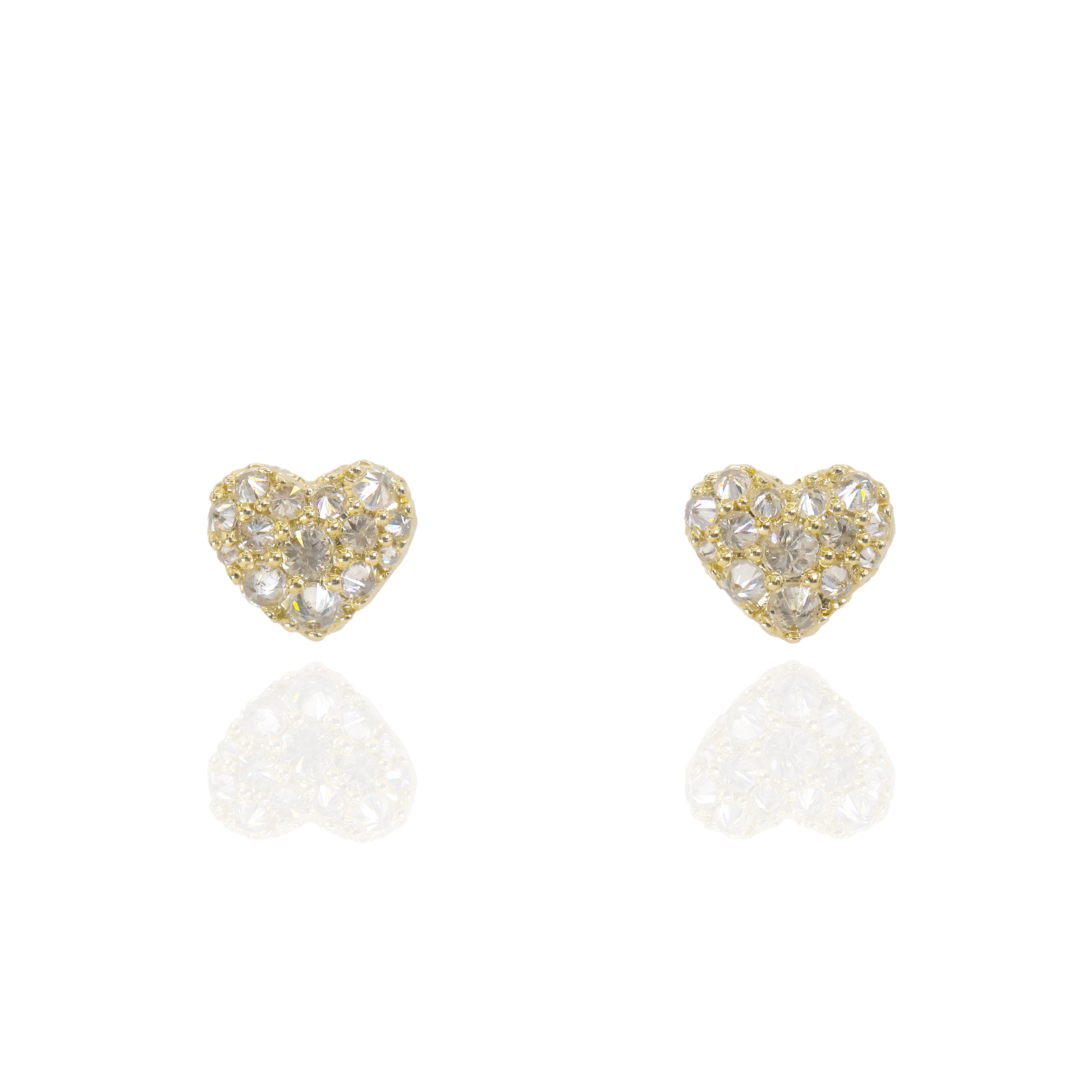 Upside Down Setting Diamond Heart Earrings