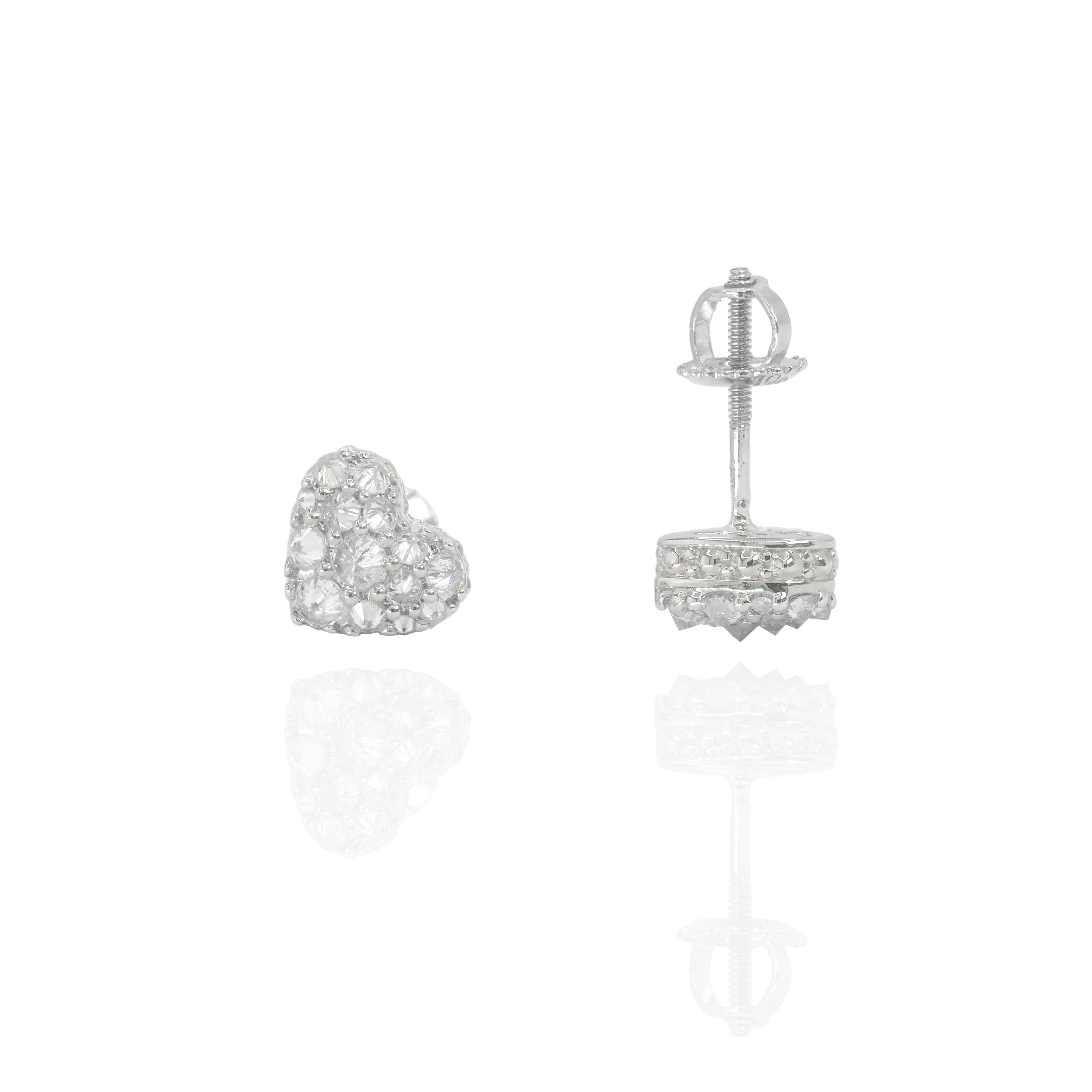 Upside Down Setting Diamond Heart Earrings