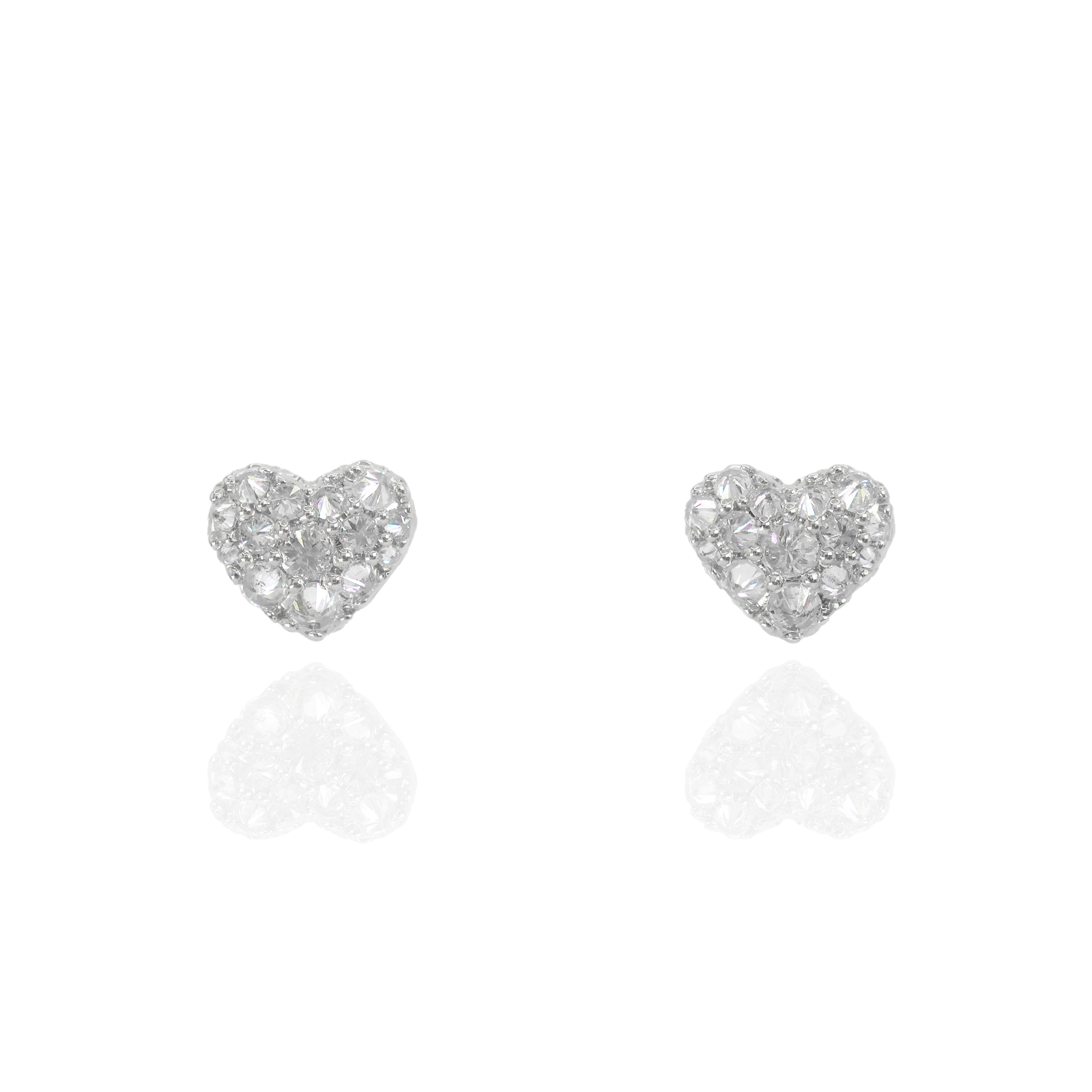 Upside Down Setting Diamond Heart Earrings