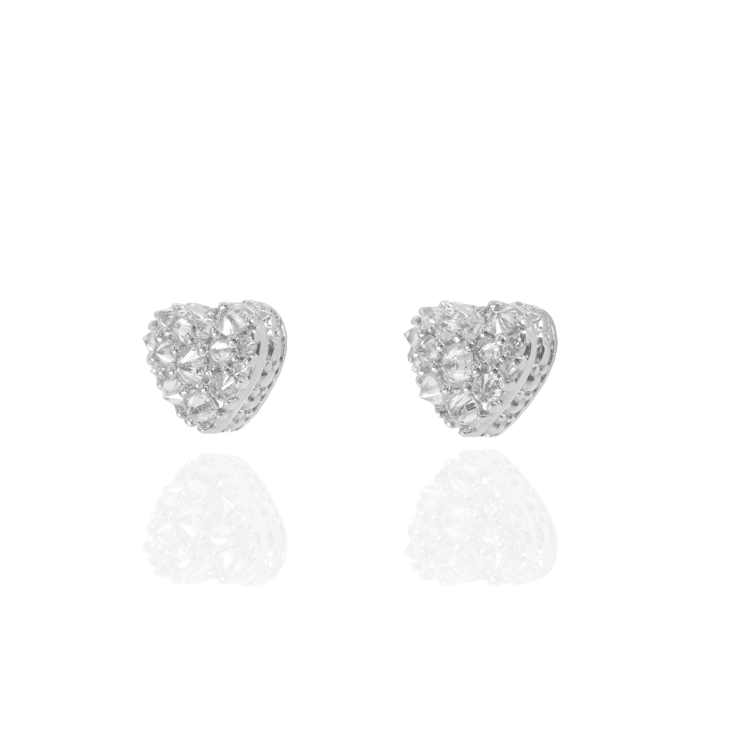 Upside Down Setting Diamond Heart Earrings