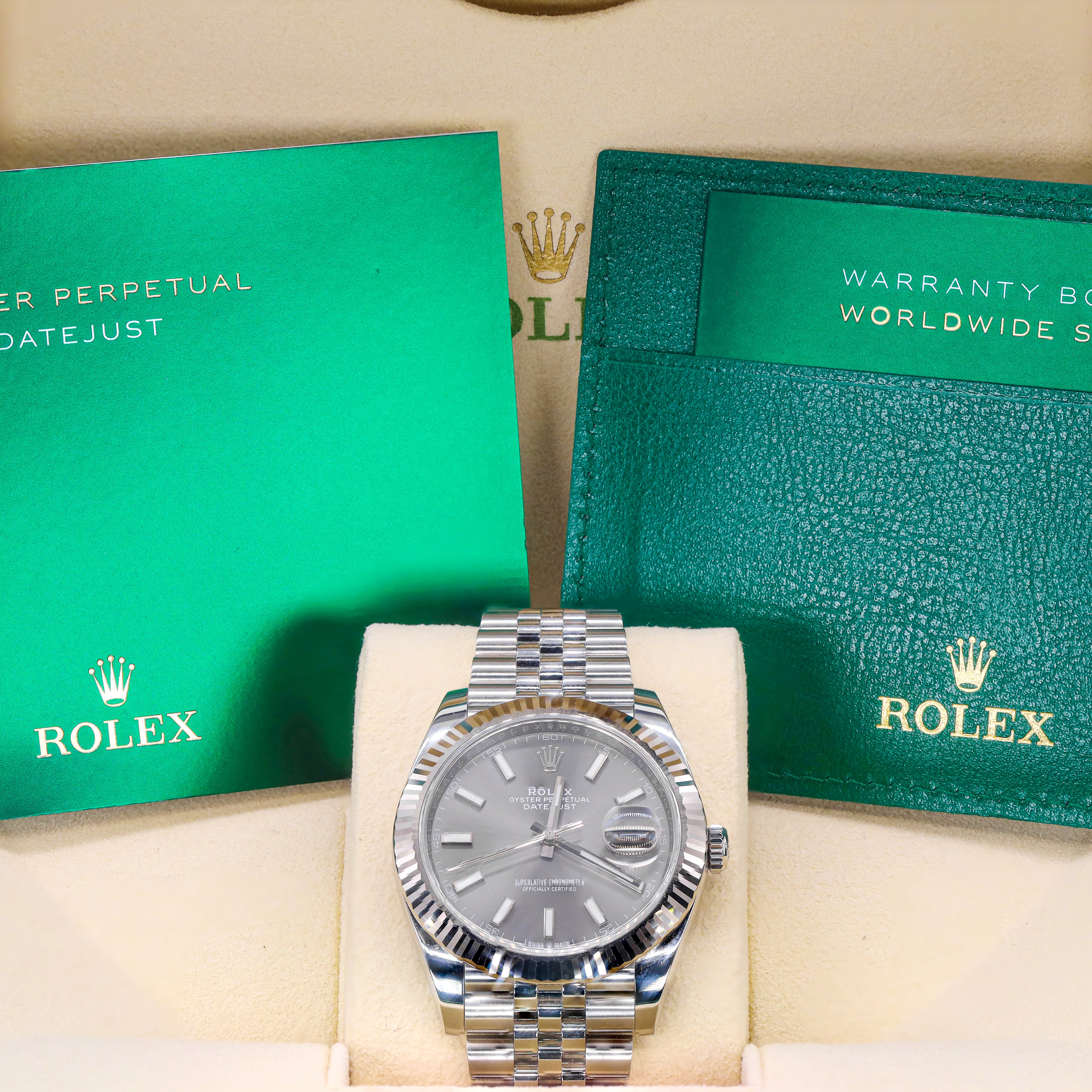 Rolex 126334 DateJust Slate Grey Dial 41mm Fluted Bezel