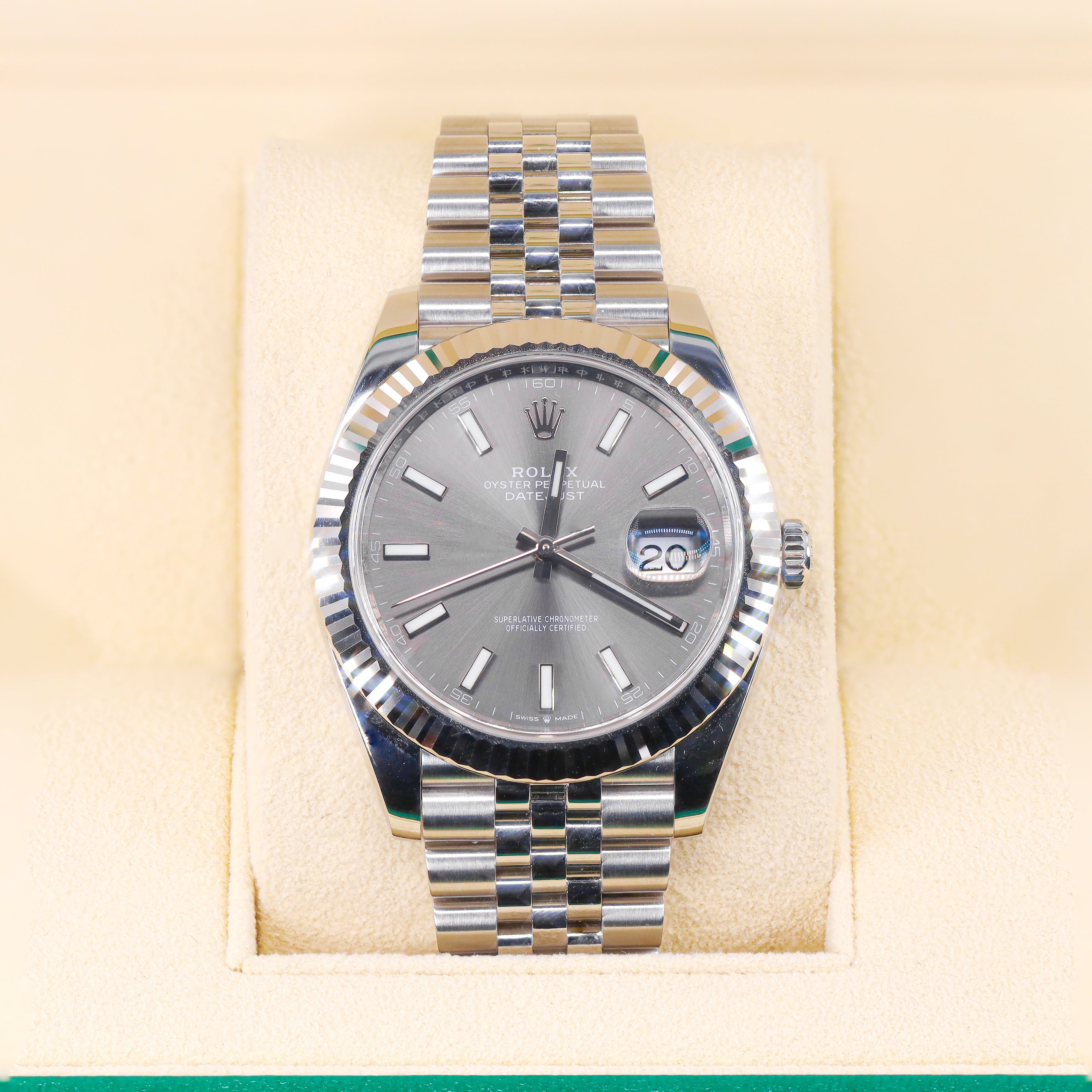 Rolex 126334 DateJust Slate Grey Dial 41mm Fluted Bezel