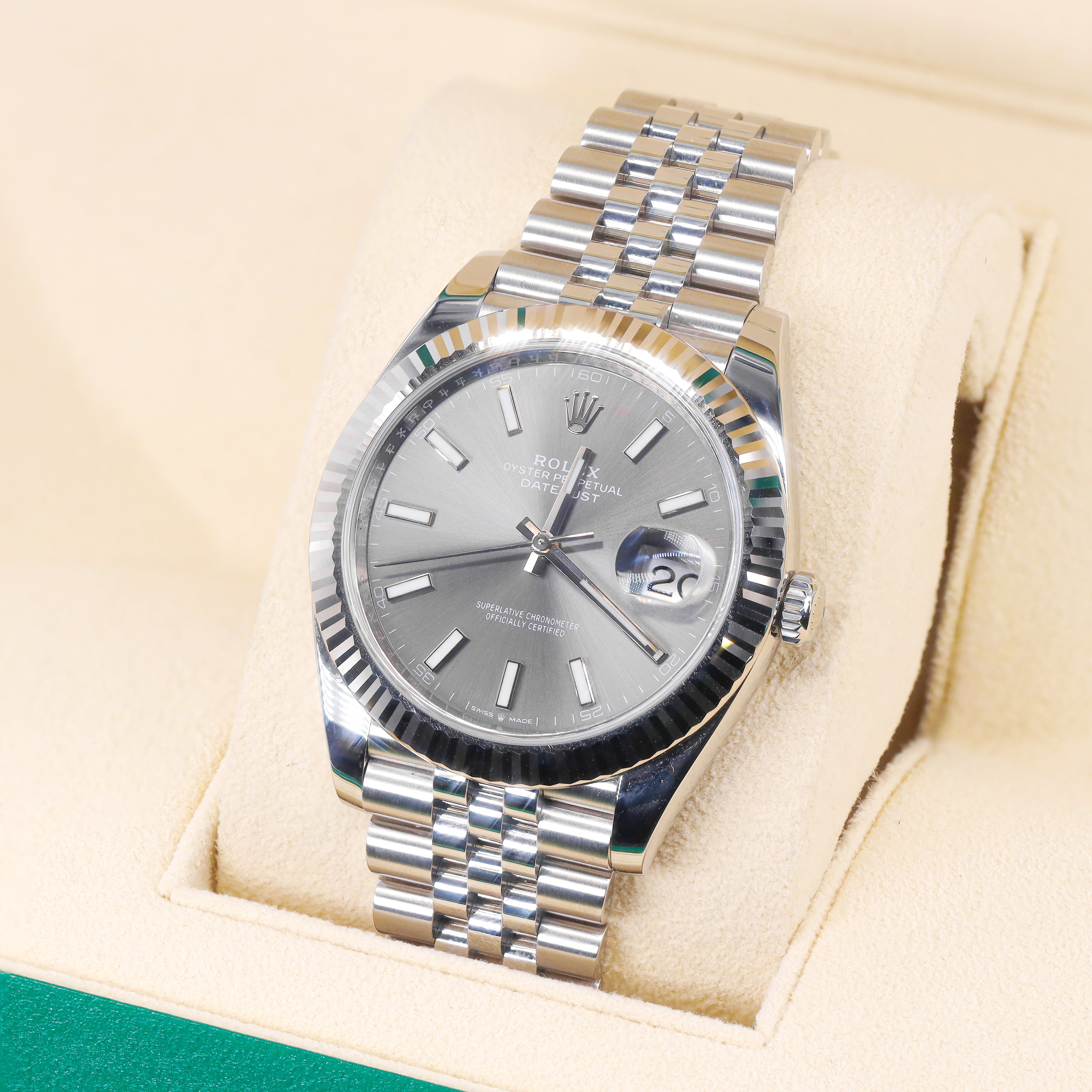 Rolex 126334 DateJust Slate Grey Dial 41mm Fluted Bezel