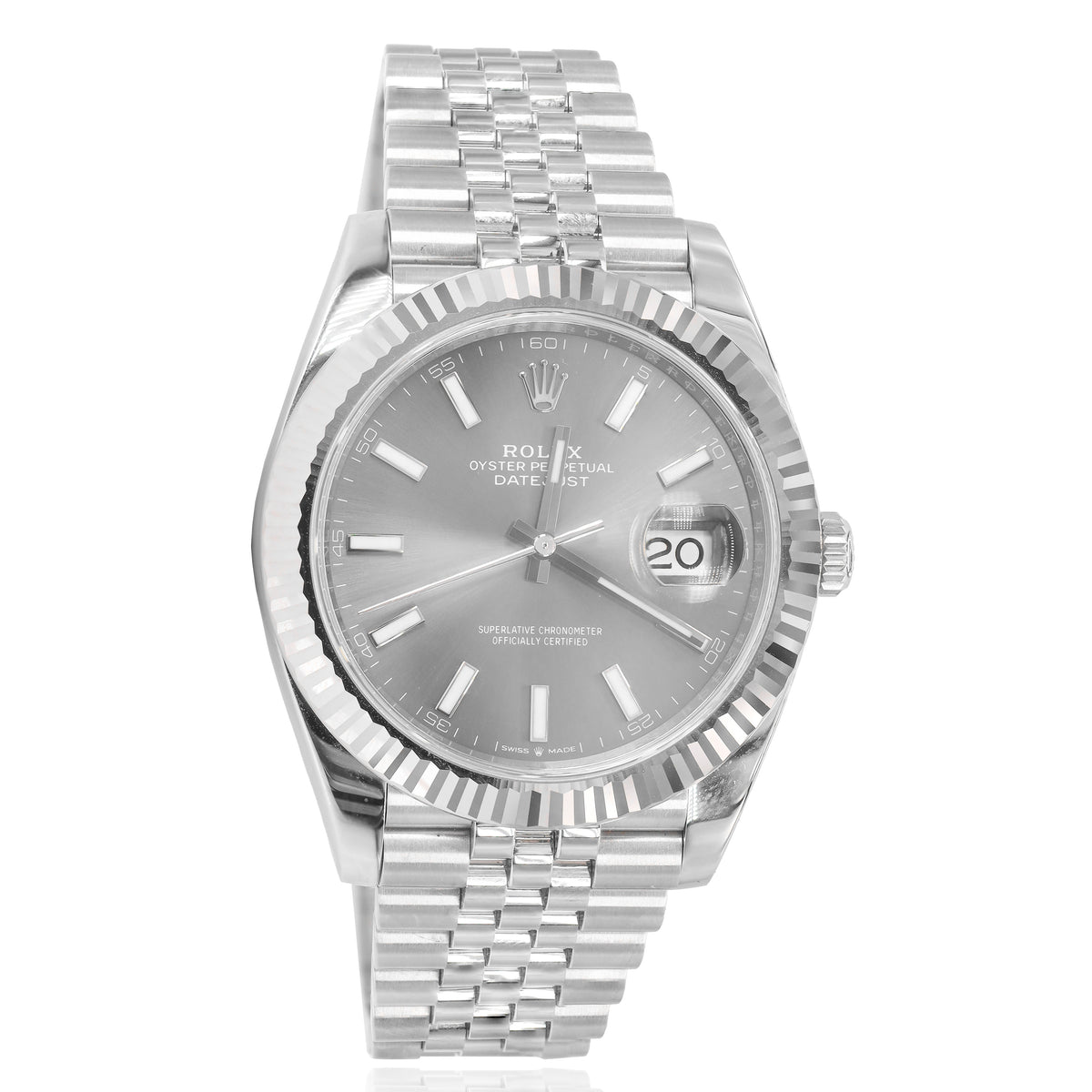 Rolex Grey Rolex 126334 DateJust 41mm Slate Grey Dial Fluted Bezel