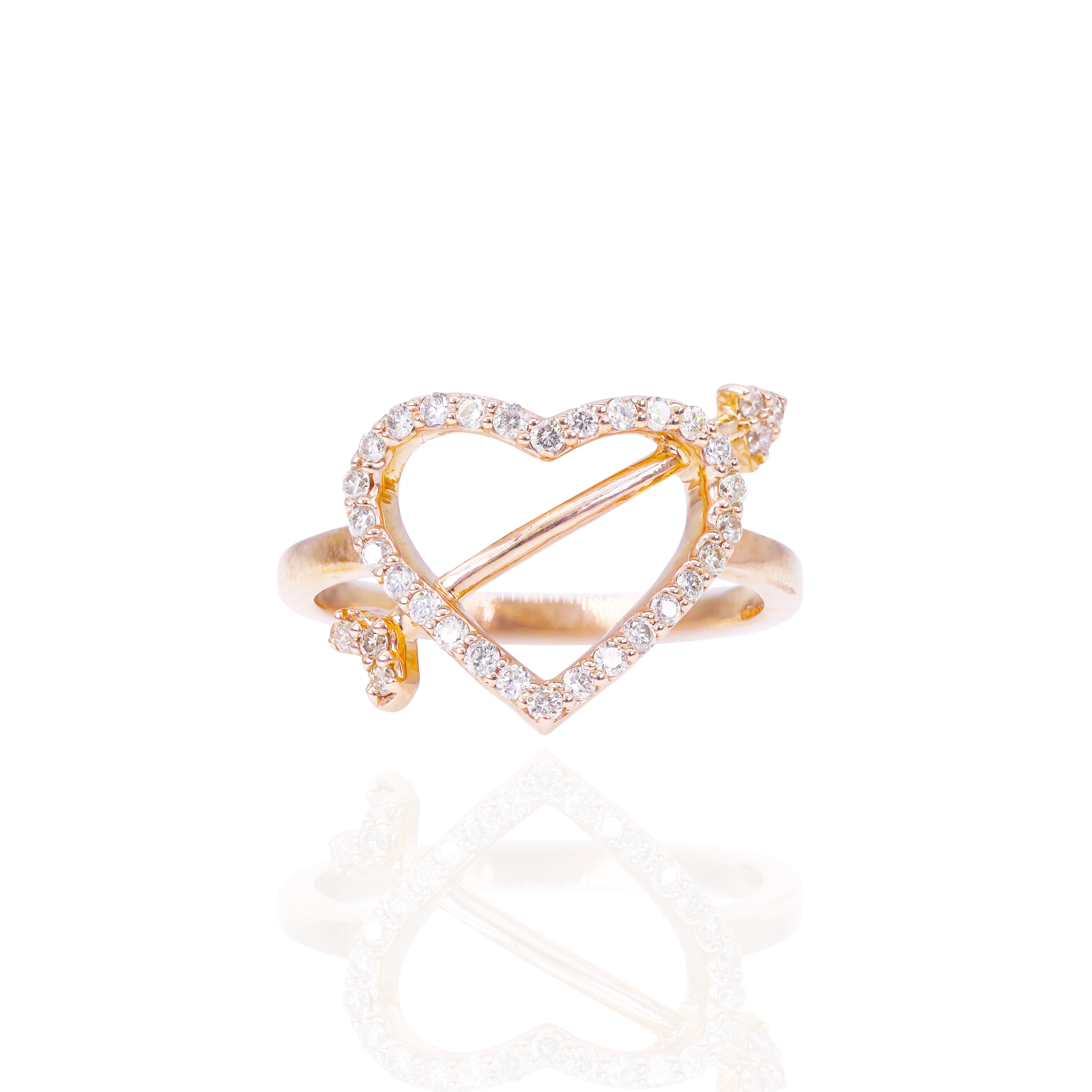 Open-Heart with Arrow Diamond Ring