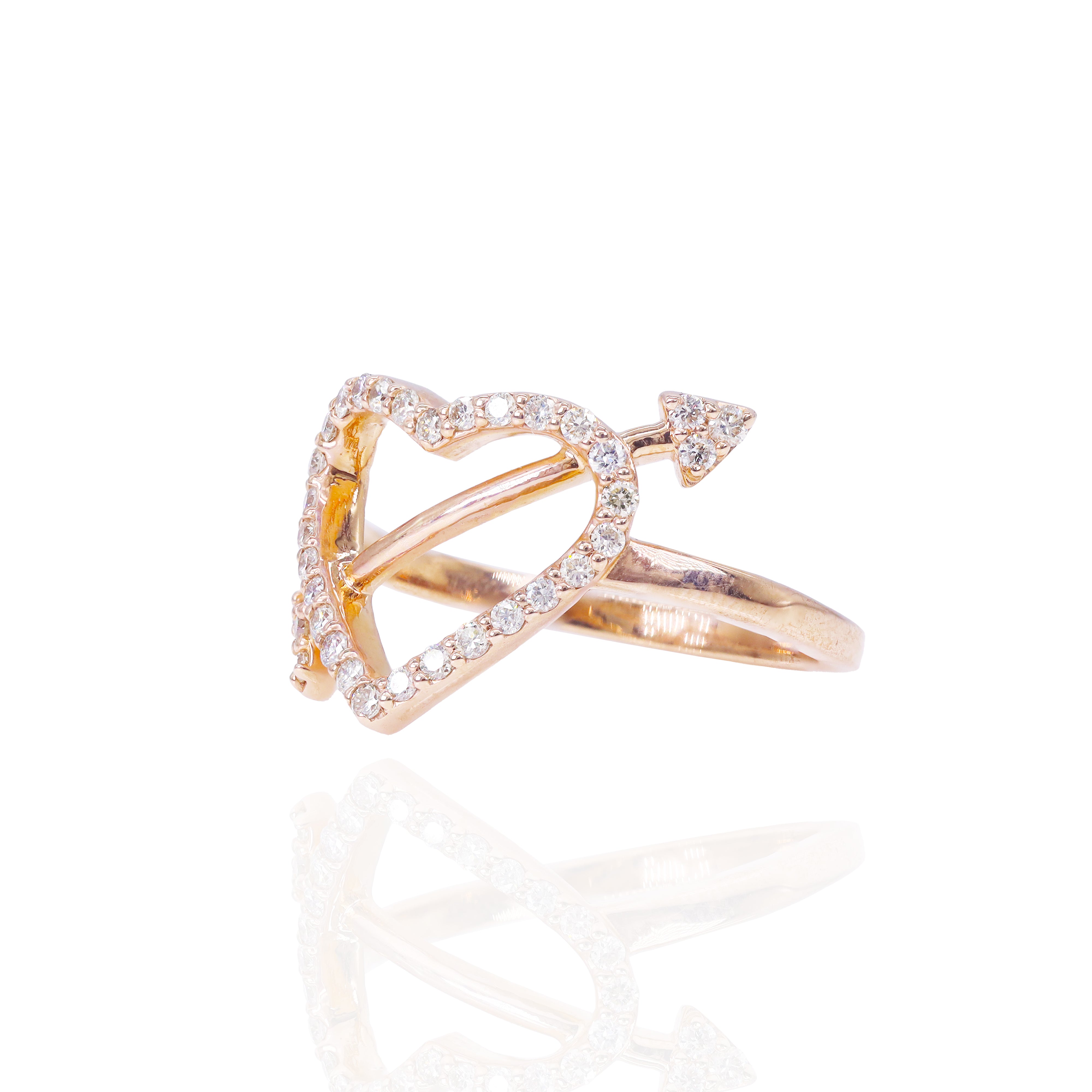 Open-Heart with Arrow Diamond Ring