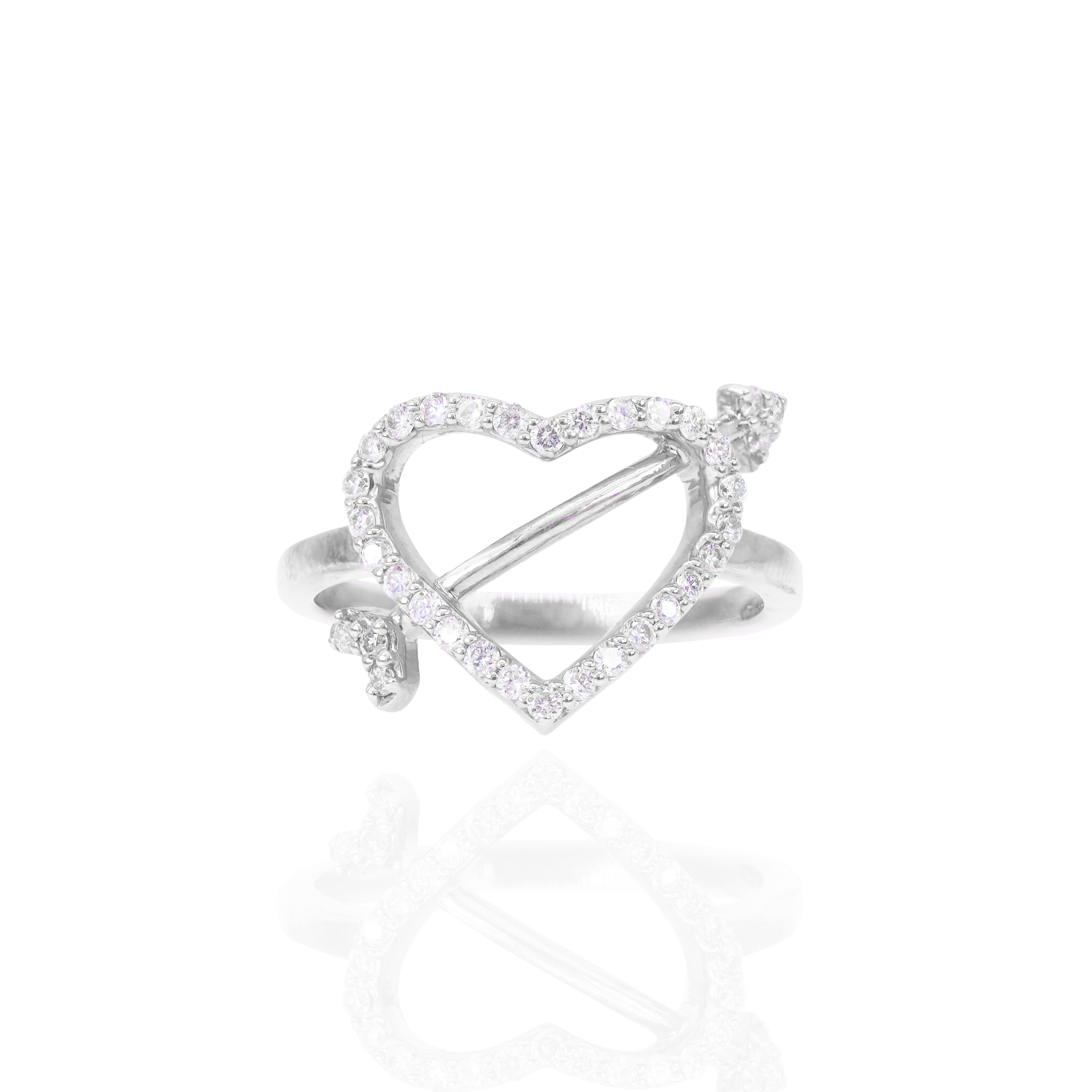 Open-Heart with Arrow Diamond Ring