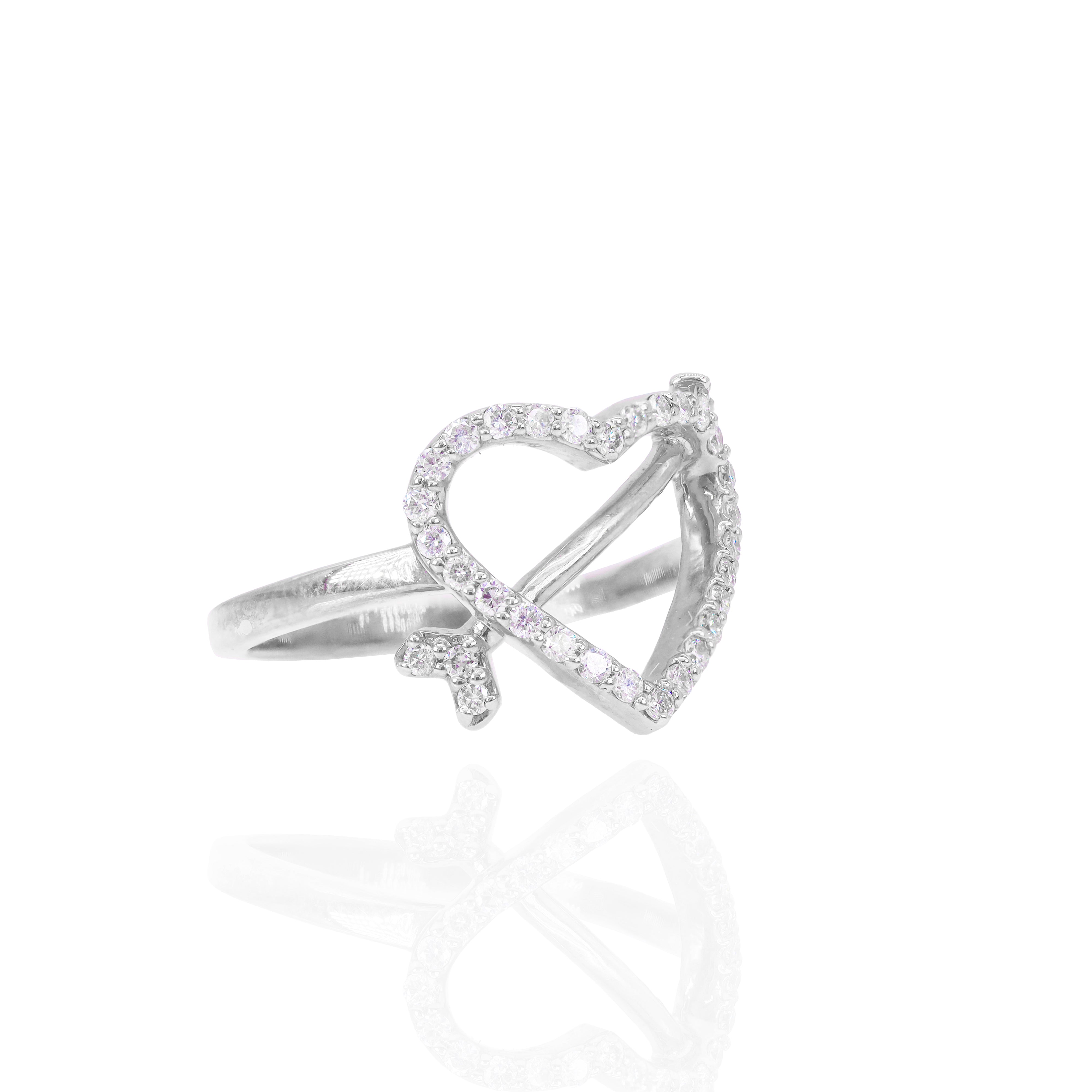 Open-Heart with Arrow Diamond Ring