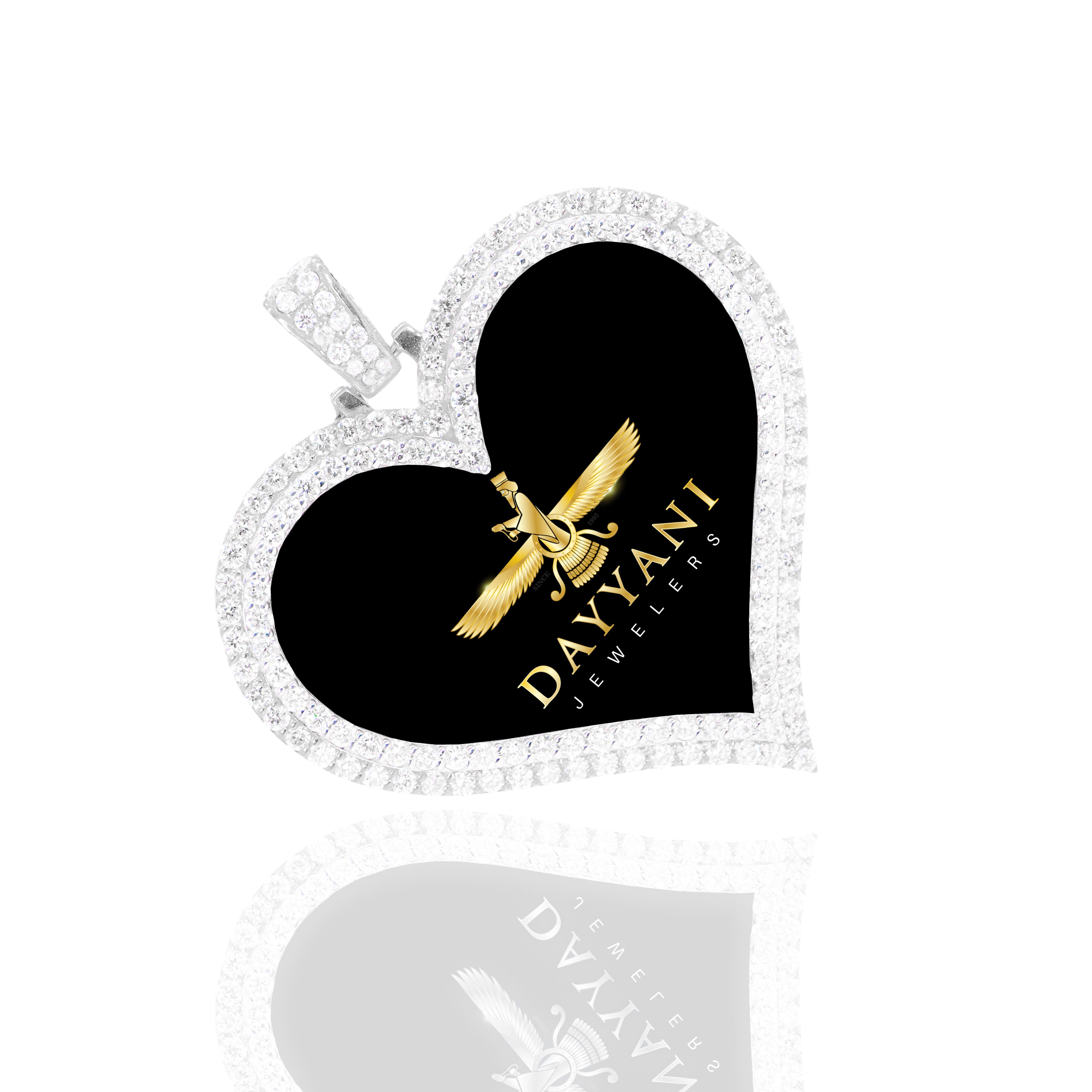 1.50 Inch Two Row Heart Memory/Picture Diamond Pendant