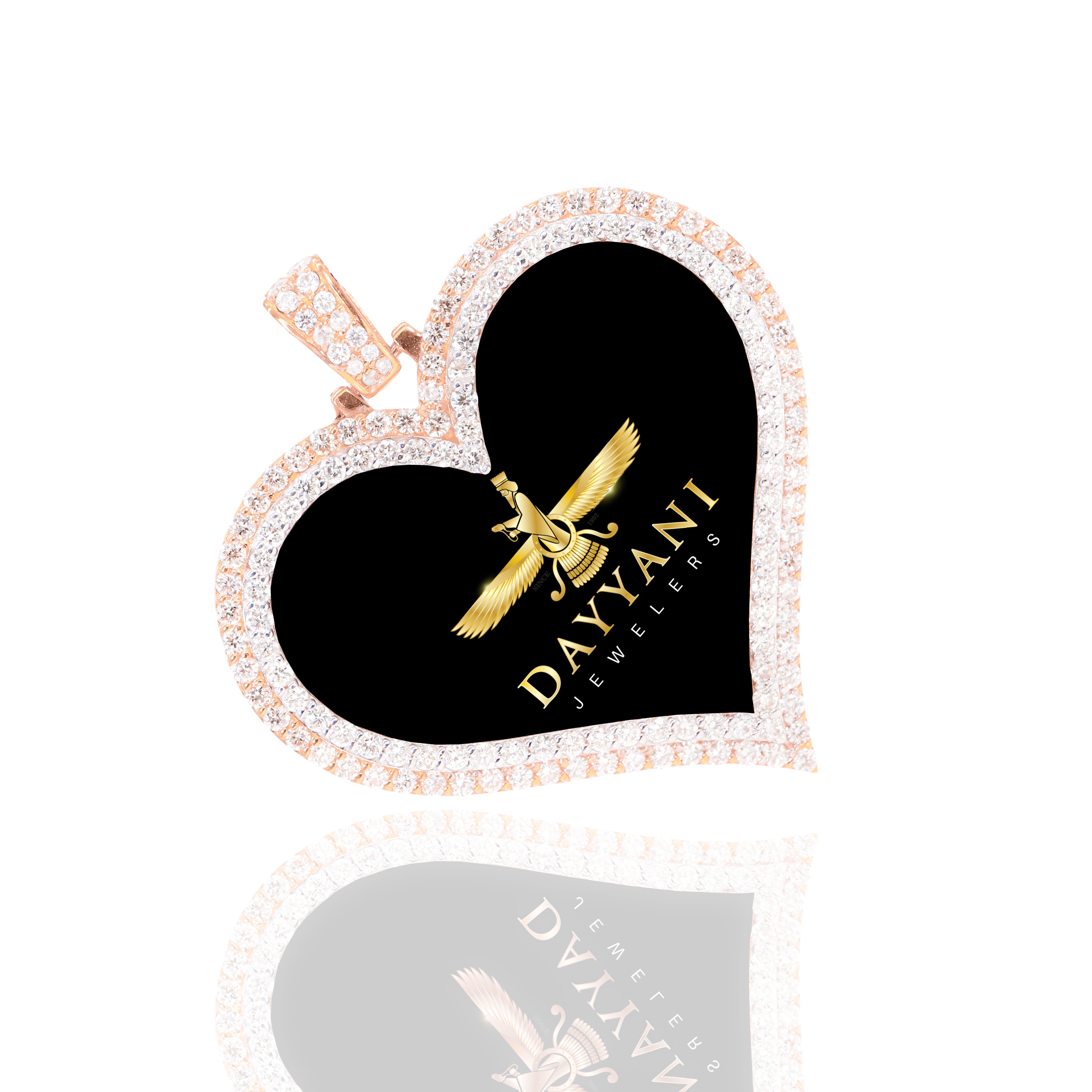 1.50 Inch Two Row Heart Memory/Picture Diamond Pendant