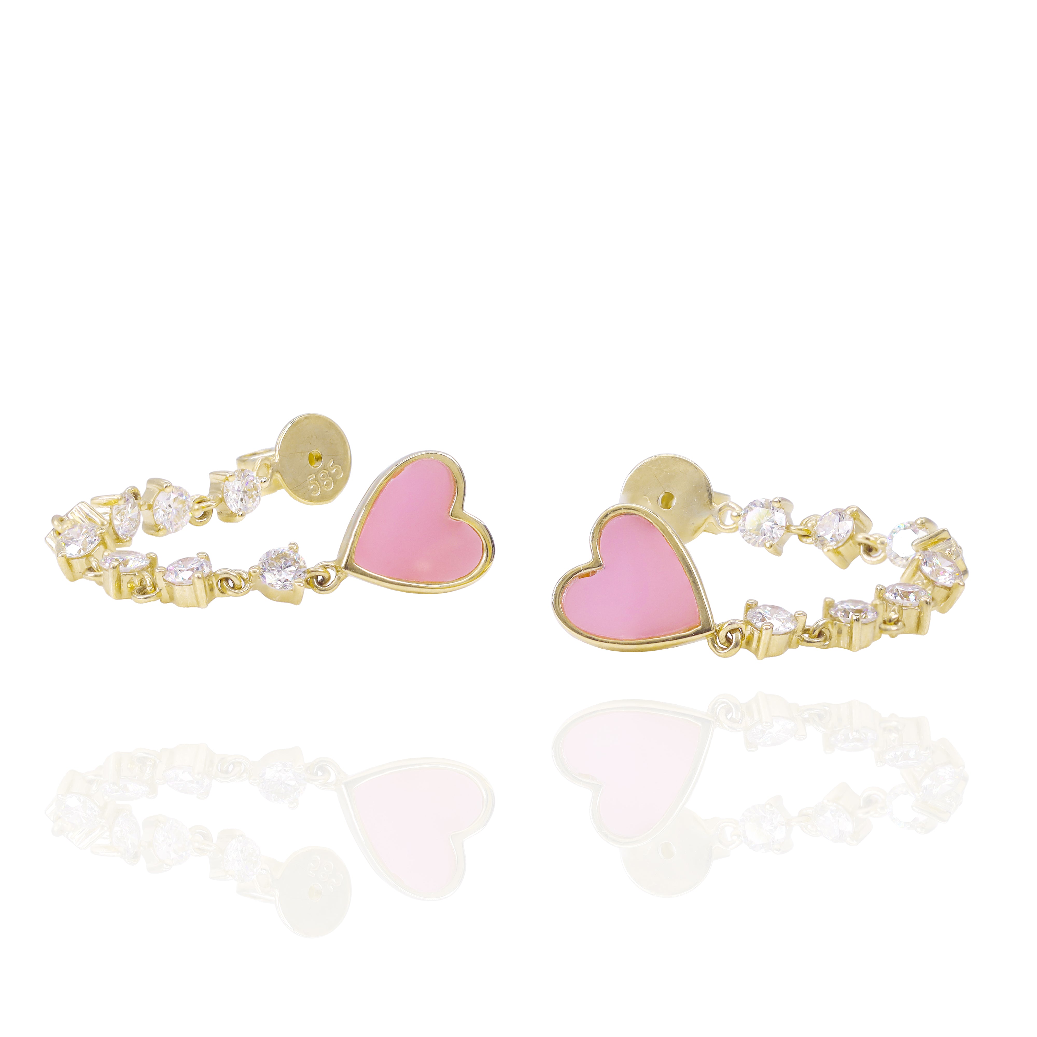 Heart Dangling Diamond Earrings