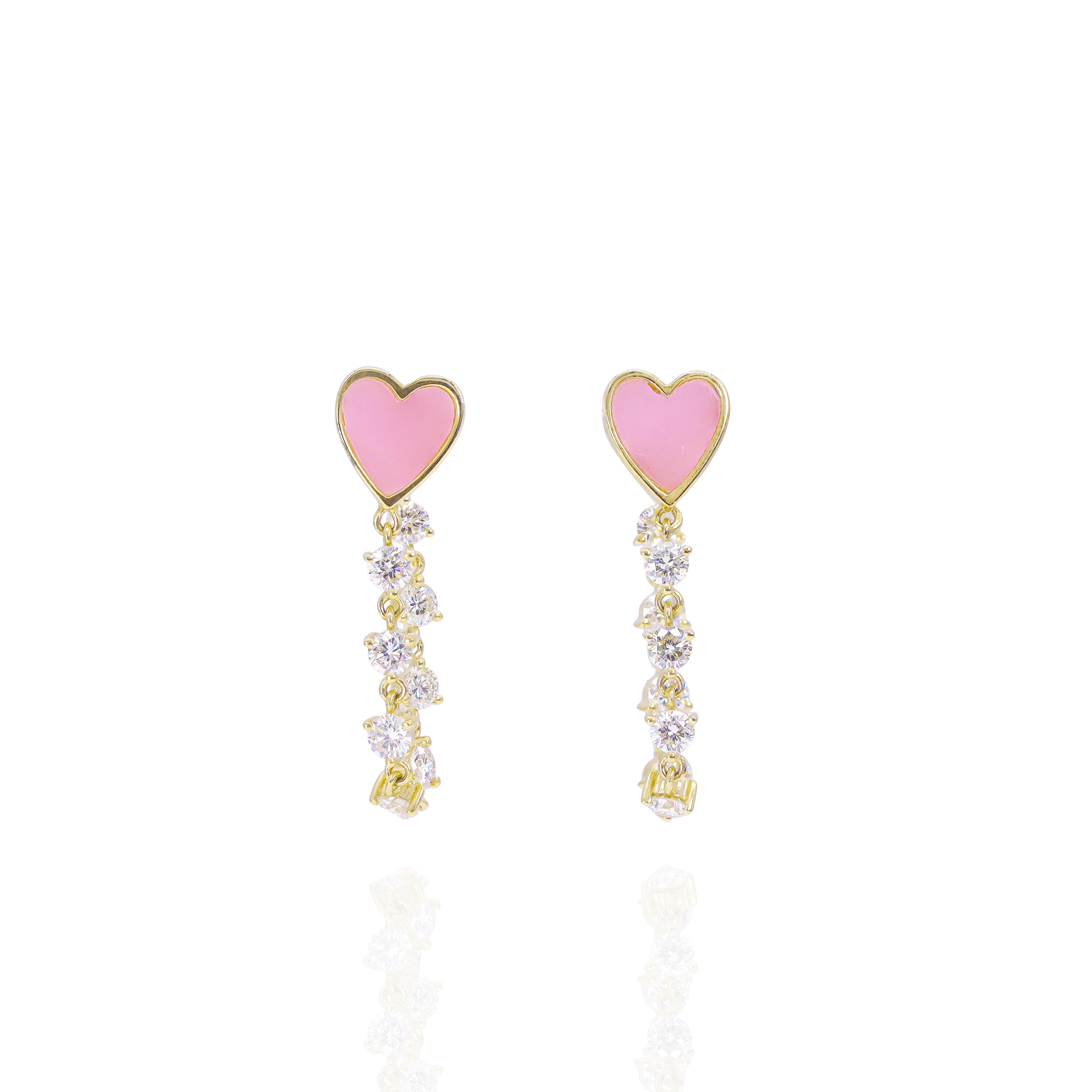 Heart Dangling Diamond Earrings