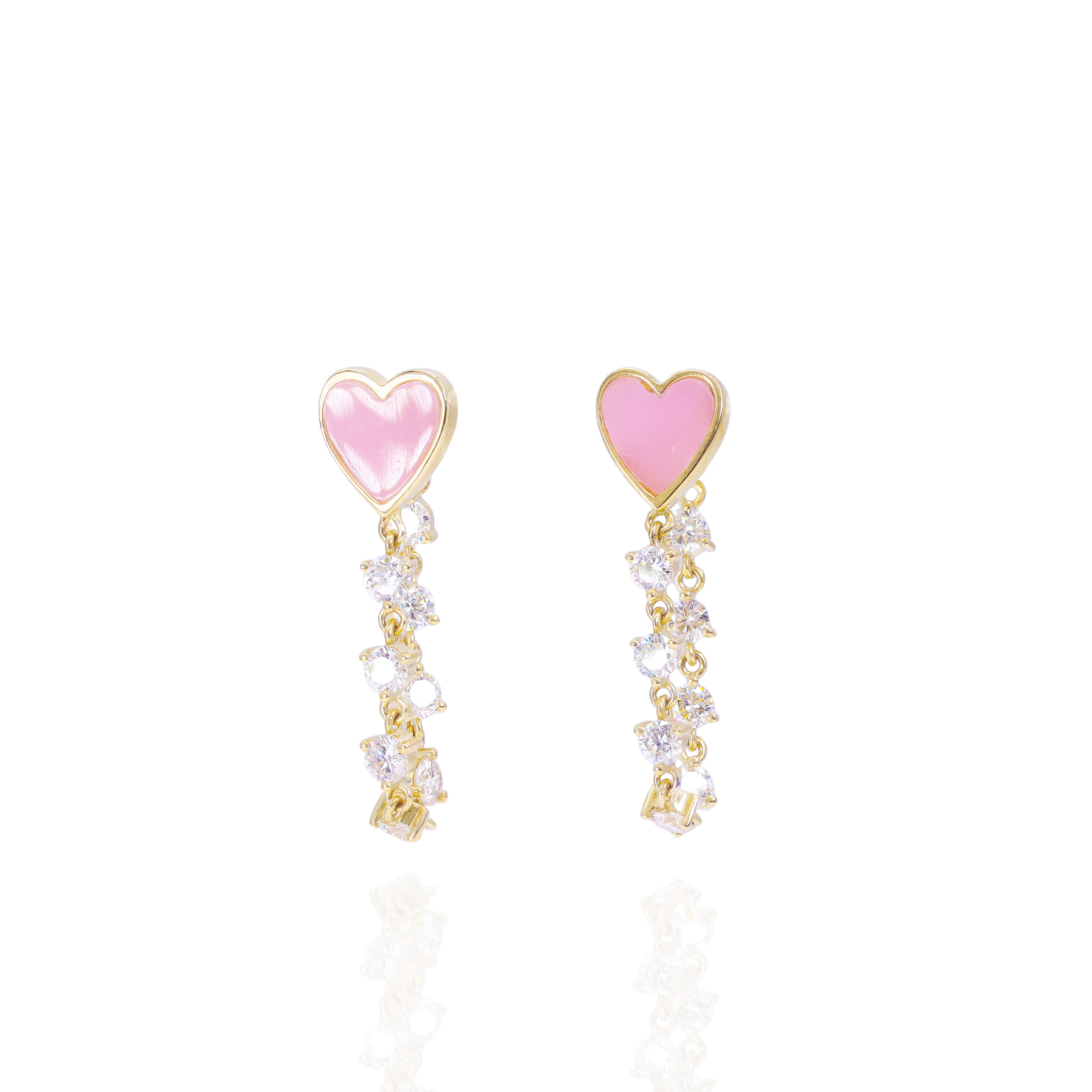 Heart Dangling Diamond Earrings