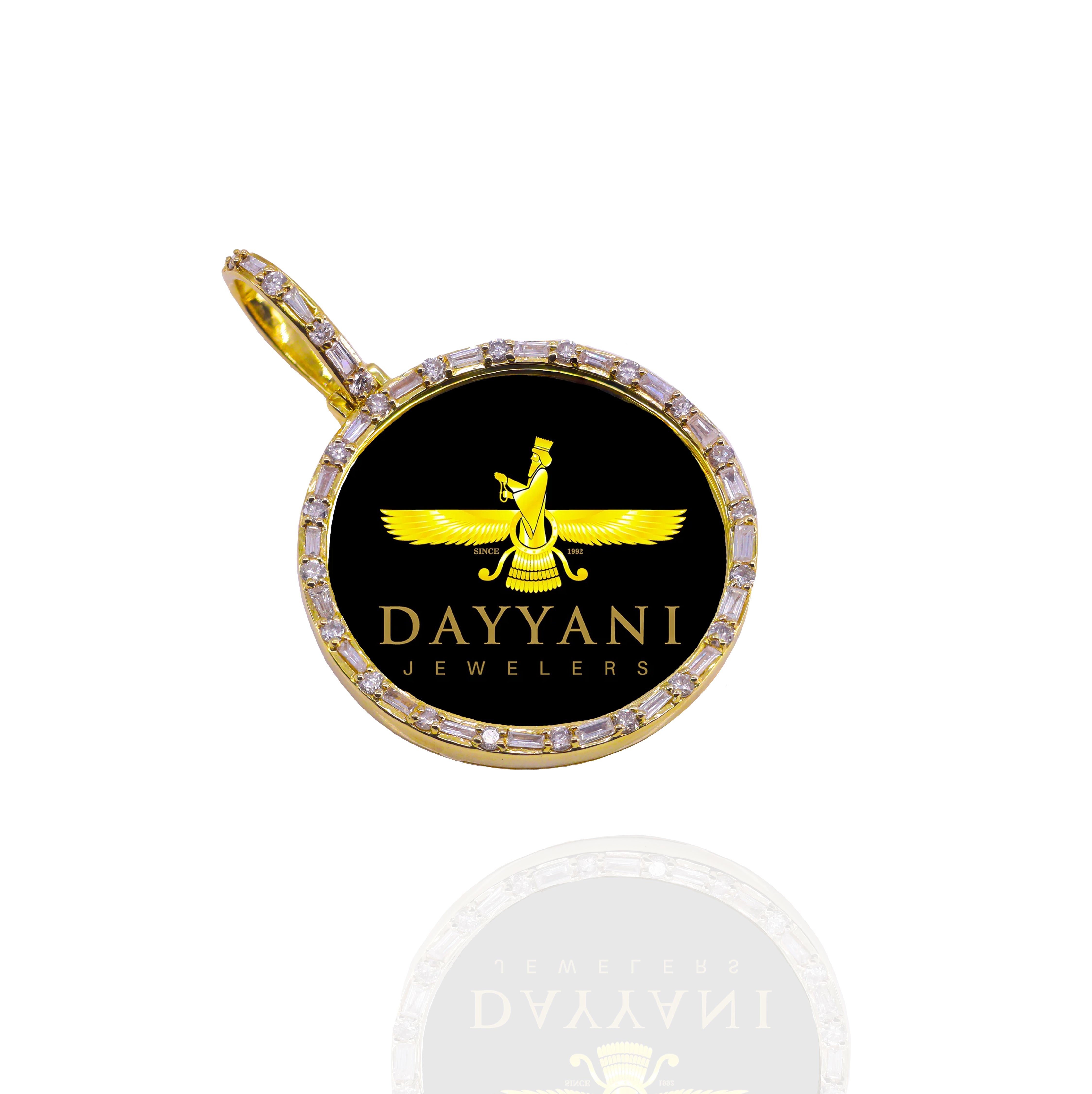 Baguette & Round Diamond Memory Pendant