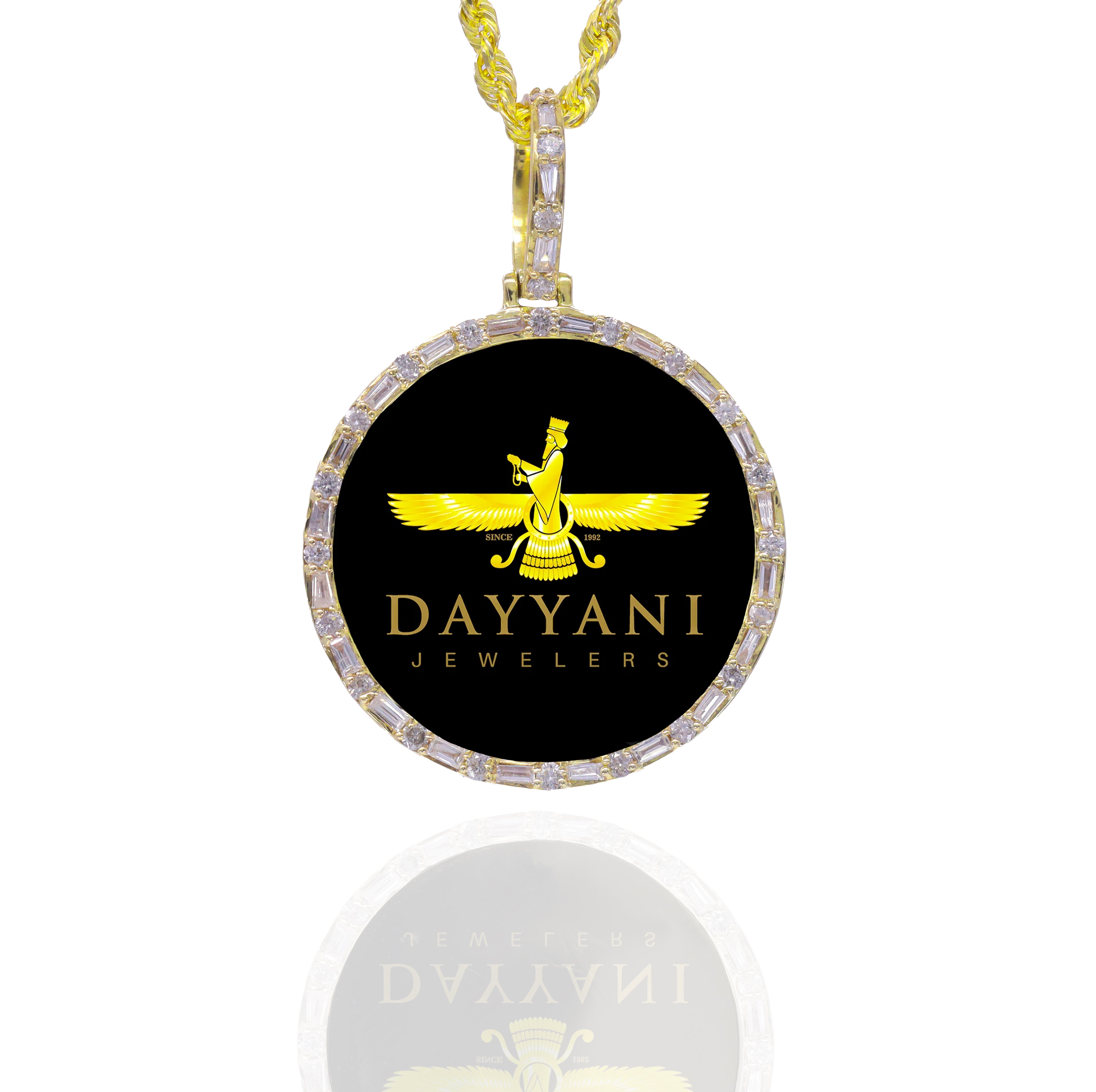 Baguette & Round Diamond Memory Pendant