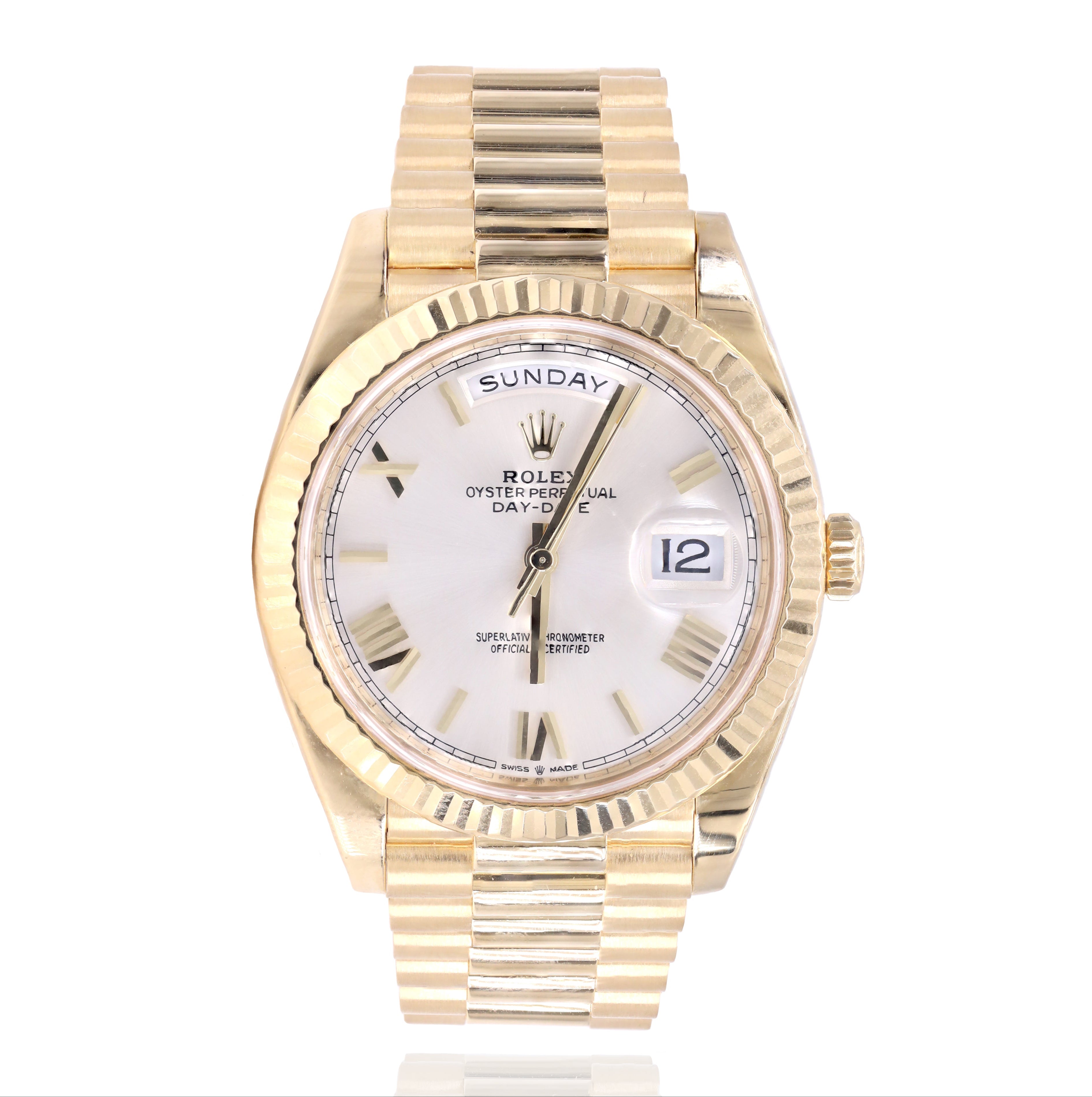 Rolex 228238 Day-Date 40mm Silver Roman Dial