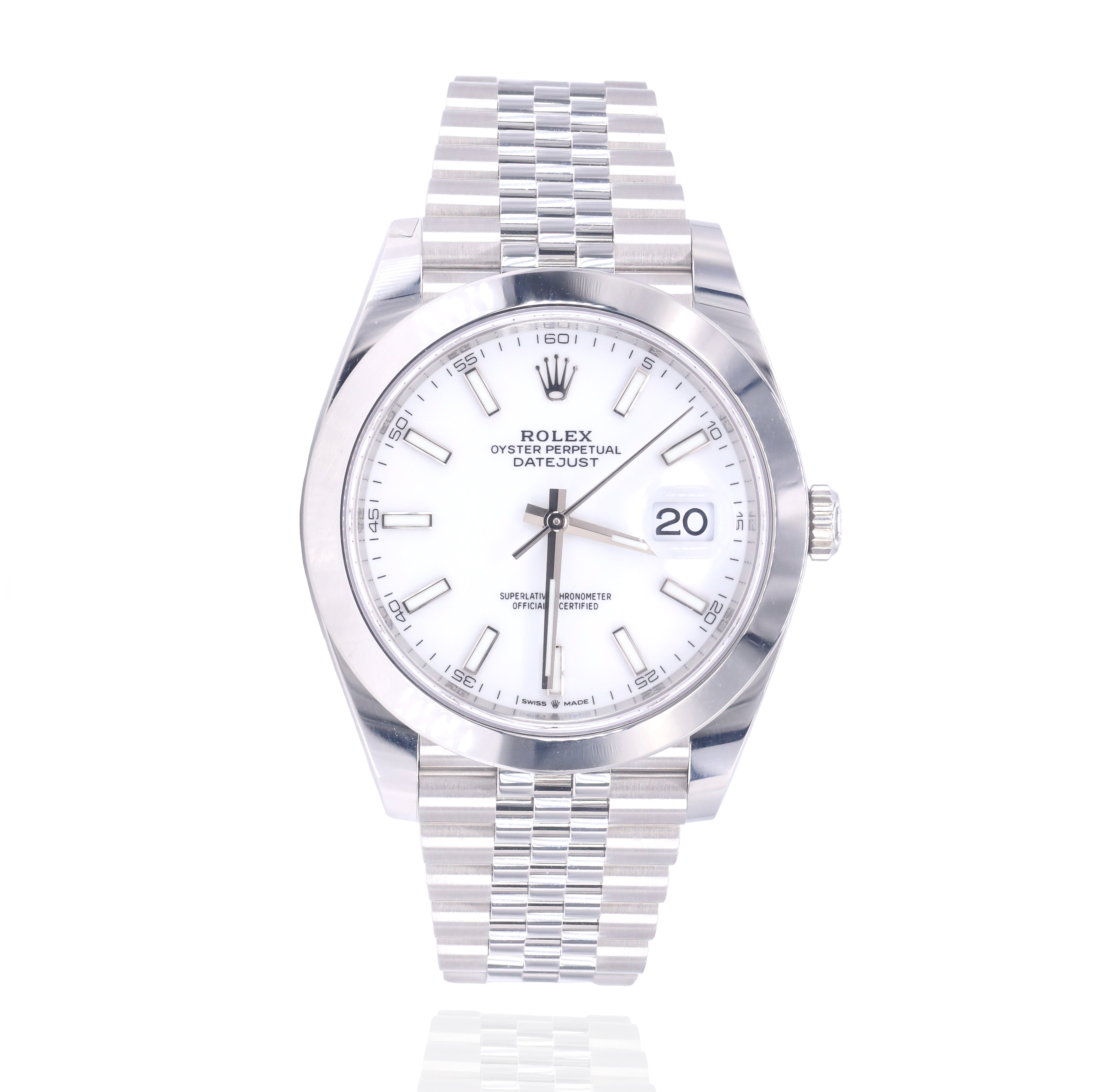 Rolex 126300 DateJust White Dial 41mm Smooth Bezel