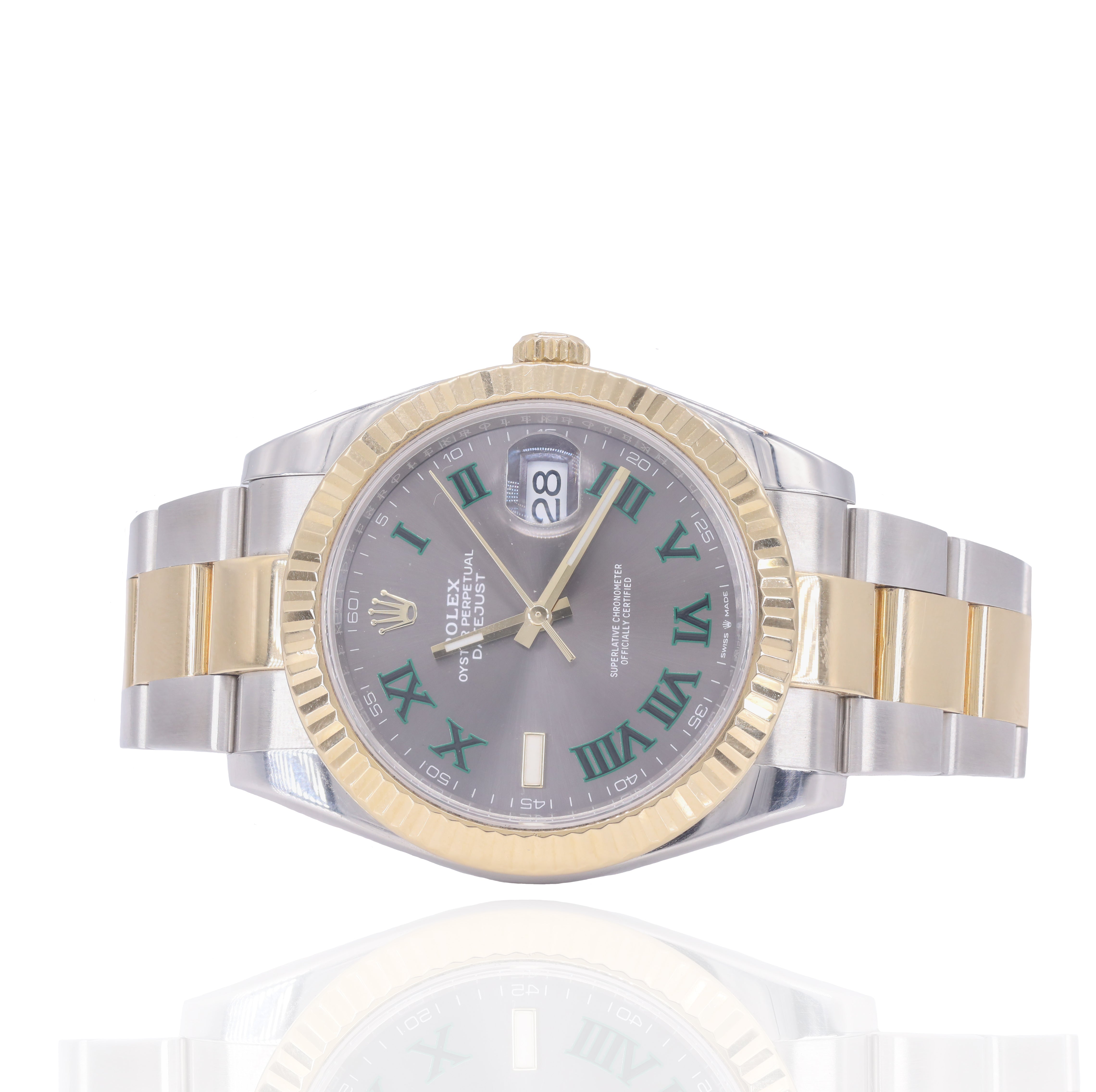 Rolex 126333 Datejust 41mm Mens Oyster Two-Tone 18K Gold Fluted Bezel & Wimbledon Dial