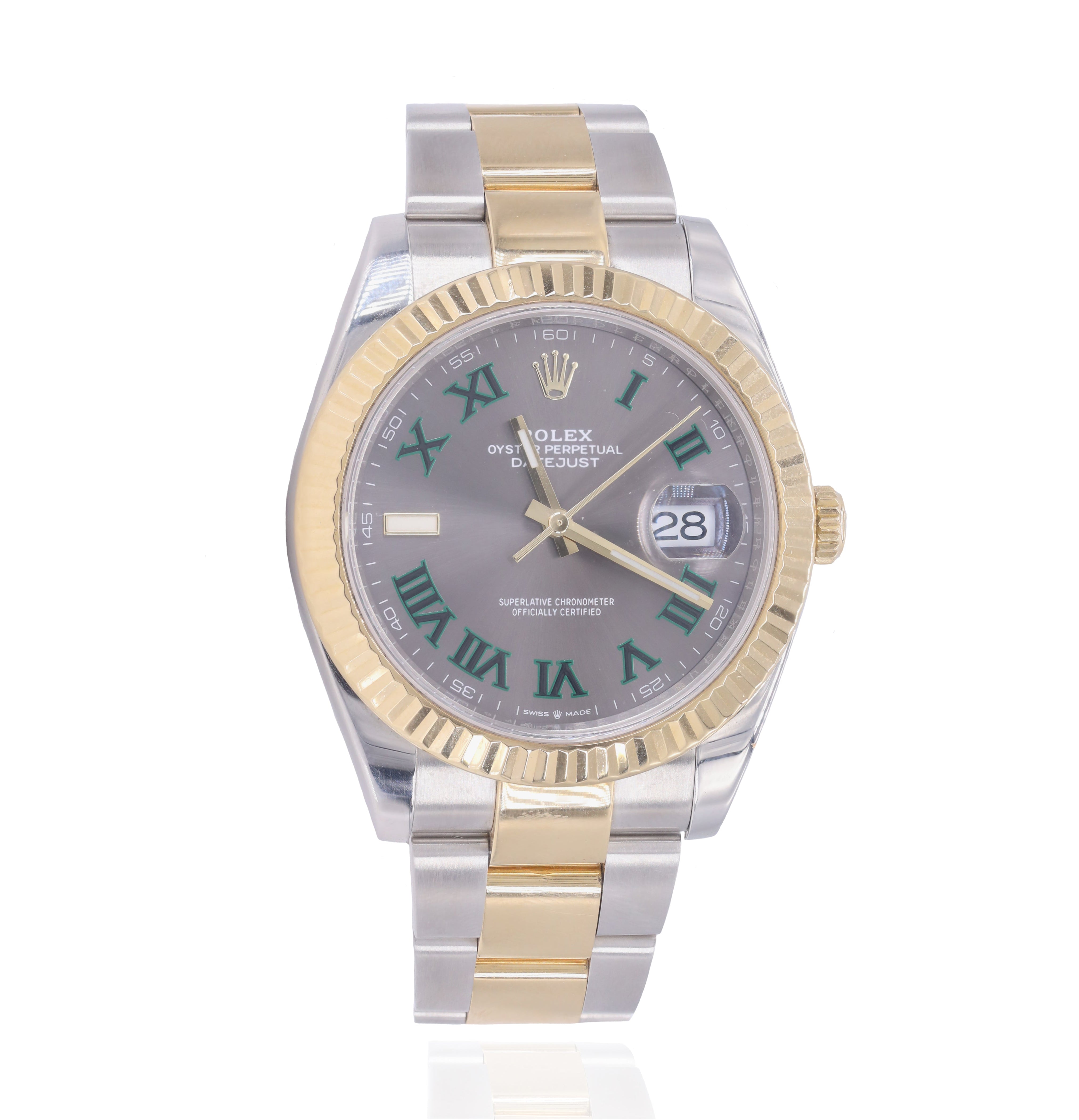 Rolex 126333 Datejust 41mm Mens Oyster Two-Tone 18K Gold Fluted Bezel & Wimbledon Dial