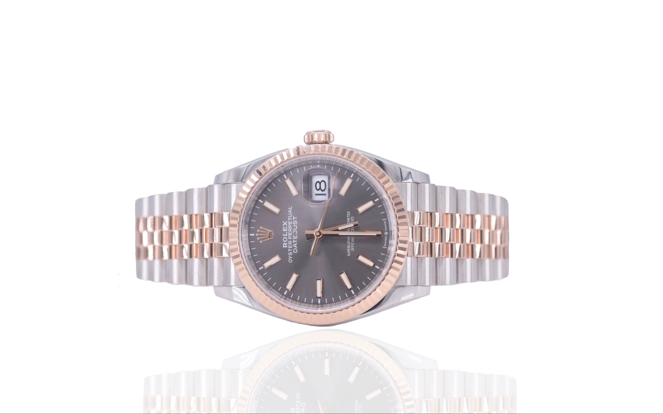 Rolex 126231 36mm DateJust Slate Stick Dial Fluted Bezel