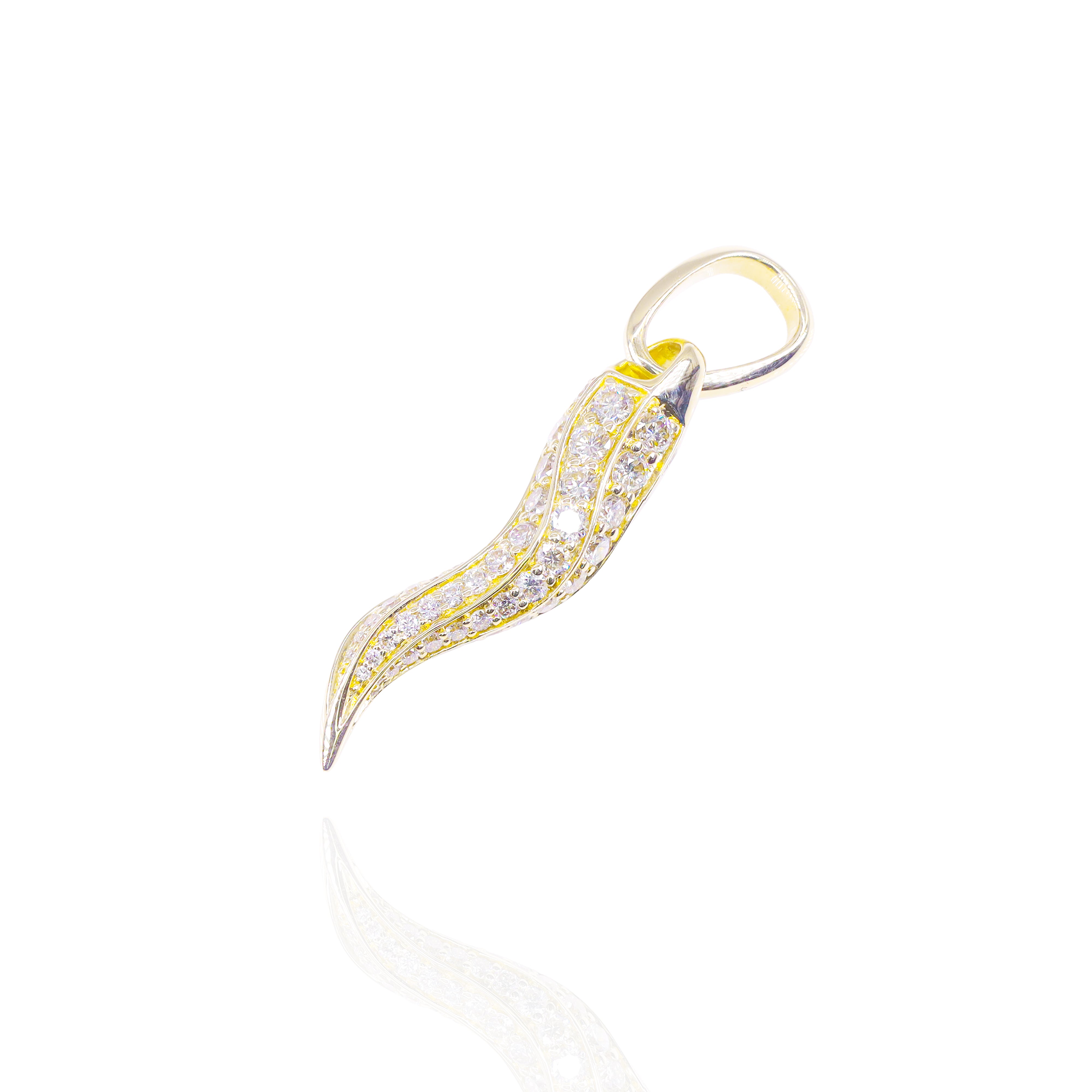 Diamond Italian Horn/Pepper Pendant