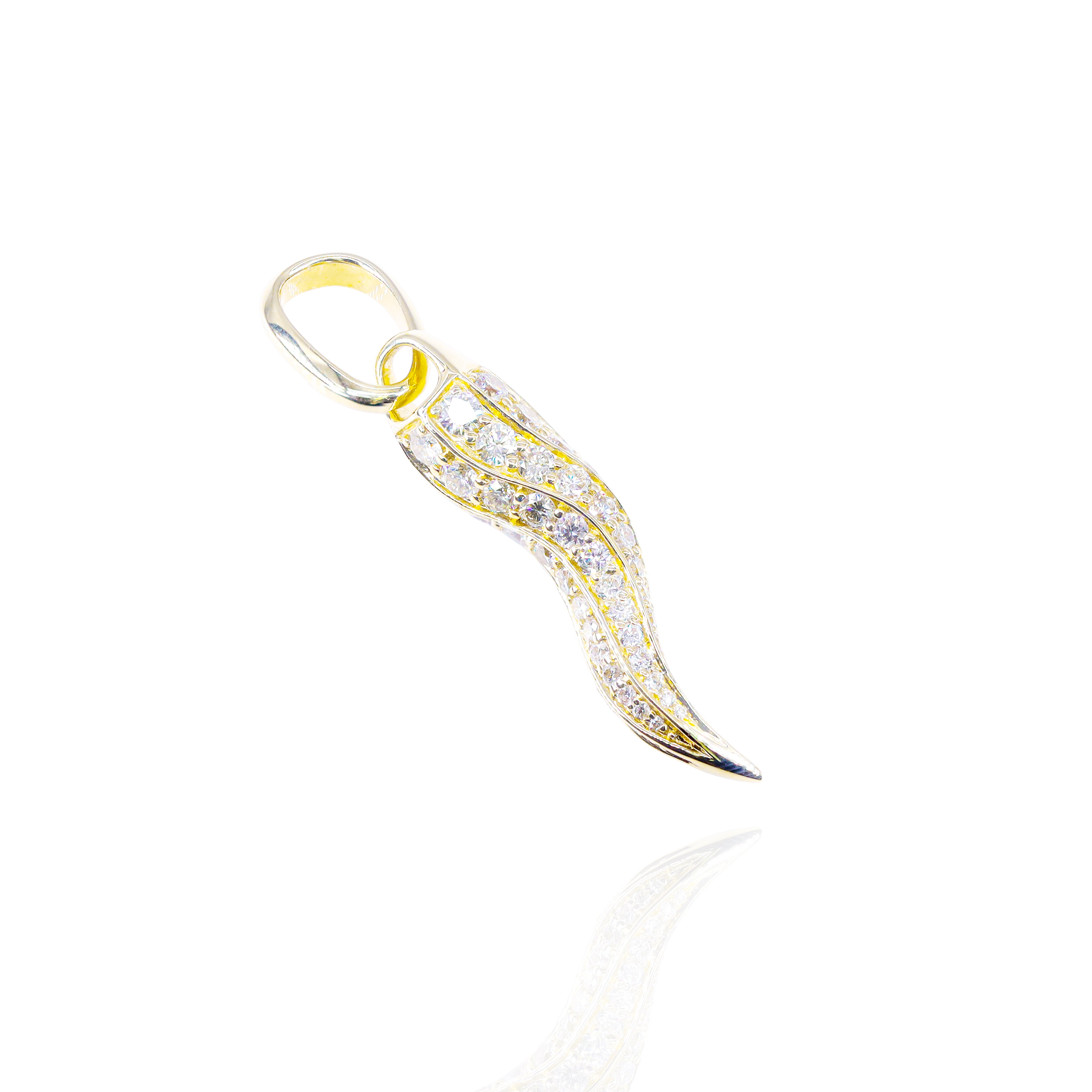 Diamond Italian Horn/Pepper Pendant