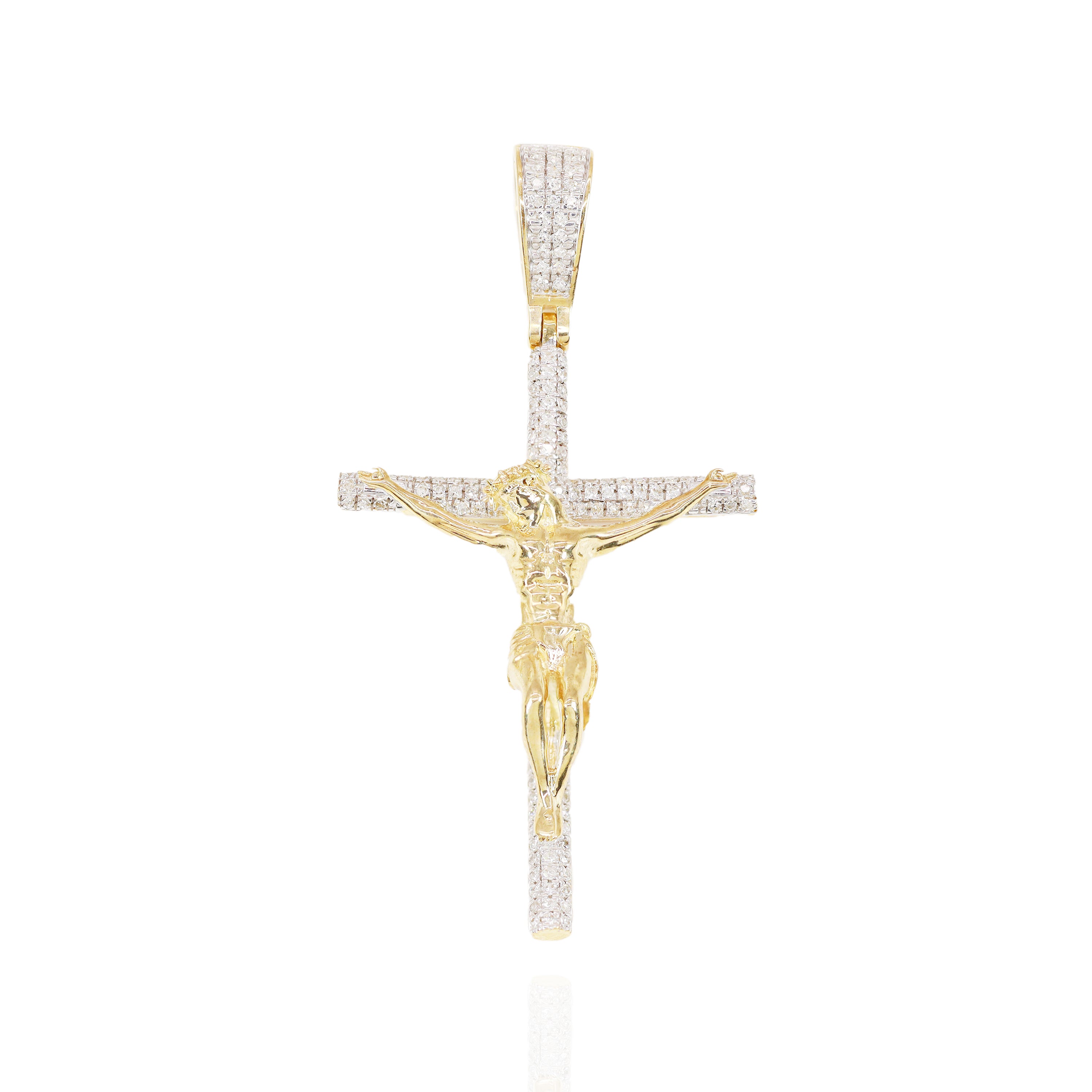 Gold Jesus on Cross Diamond Pendant