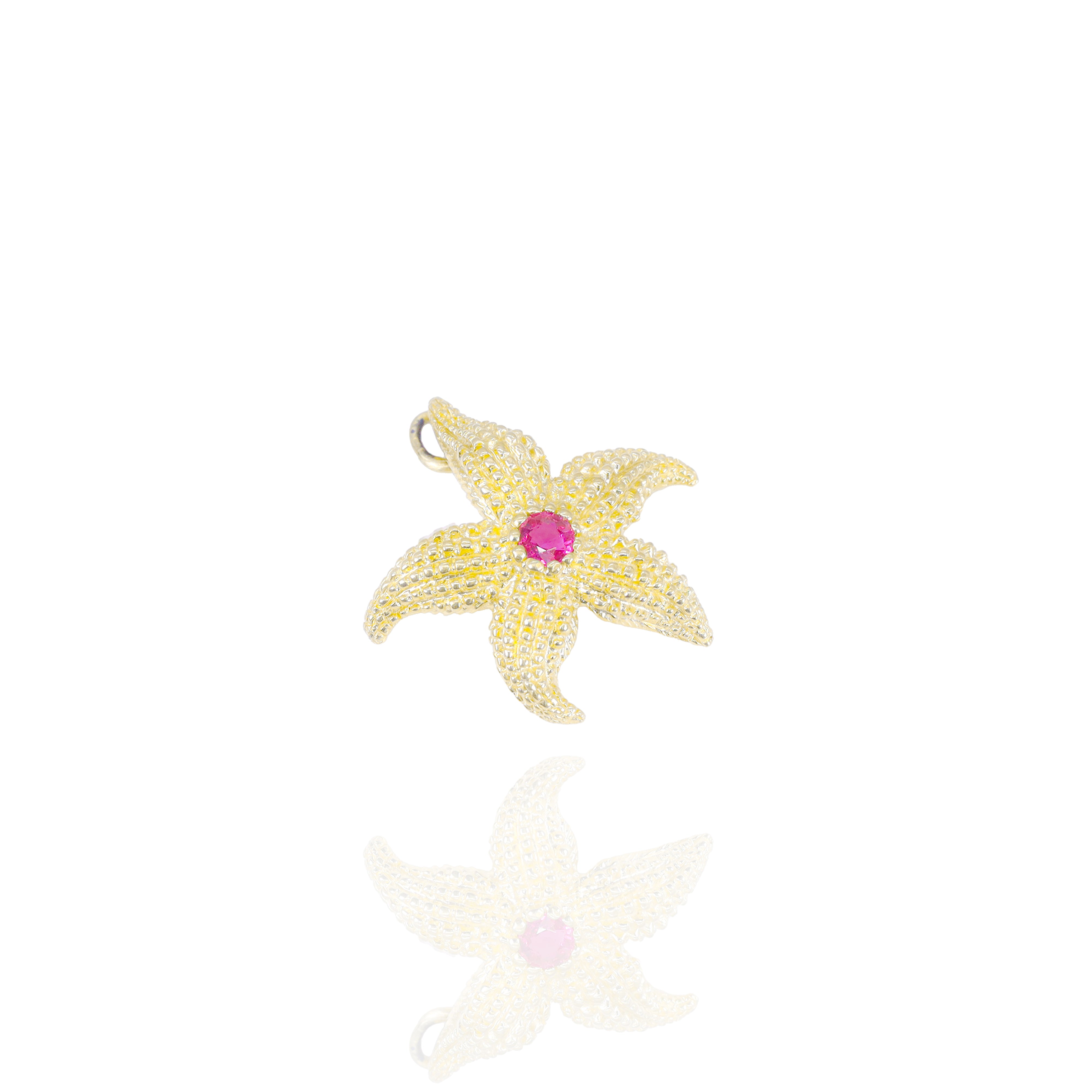 Starfish Gold Pendant with Ruby