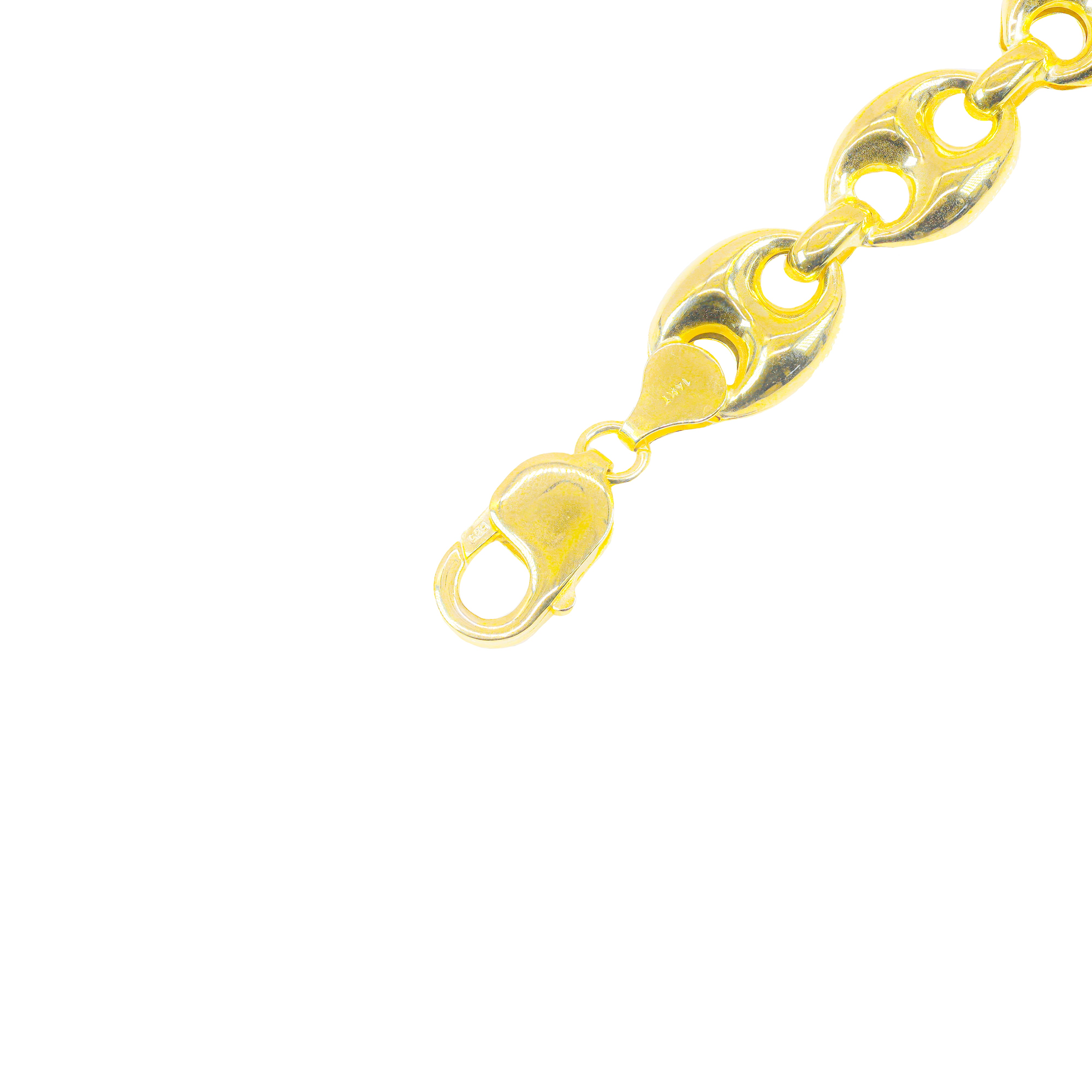 14KT Semi-Solid Puffed Mariner Link Yellow Gold Chain