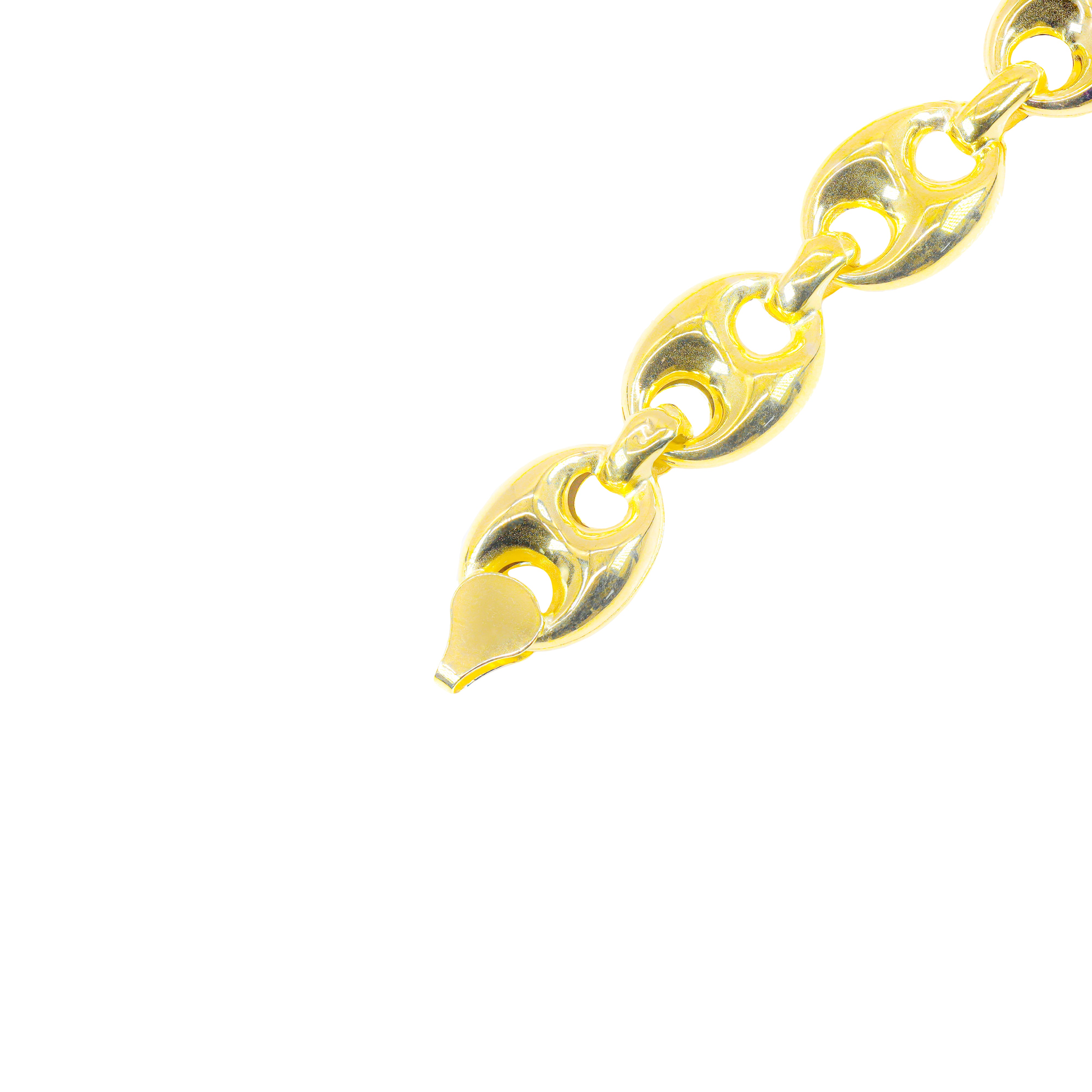 14KT Semi-Solid Puffed Mariner Link Yellow Gold Chain